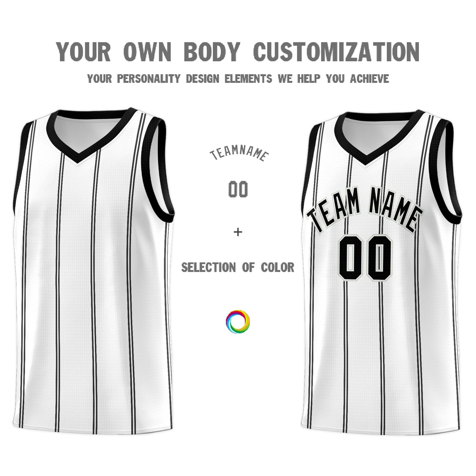 Custom White Black Gray Vertical Stripes Single Sided Sets Basketball Jersey | For Men,Stitched,Perfect for Training,Add Name and Numbern | KXKSHOP