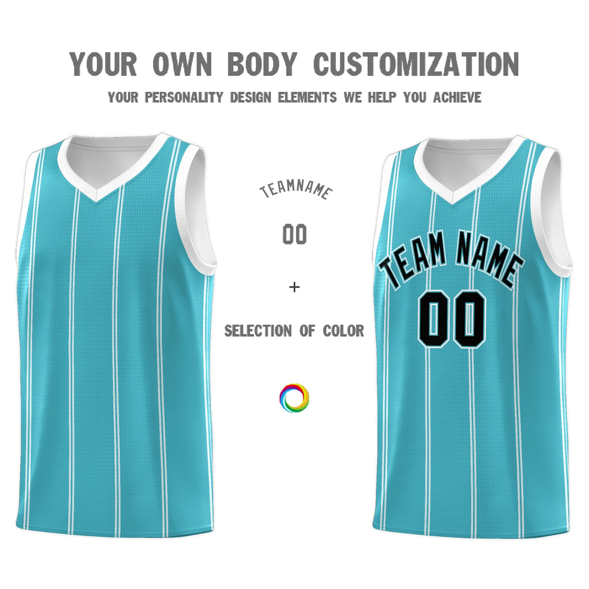 Custom Sky Blue White Black Vertical Stripes Single Sided Sets Basketball Jersey | For Men,Stitched,Perfect for Training,Add Name and Numbern | KXKSHOP