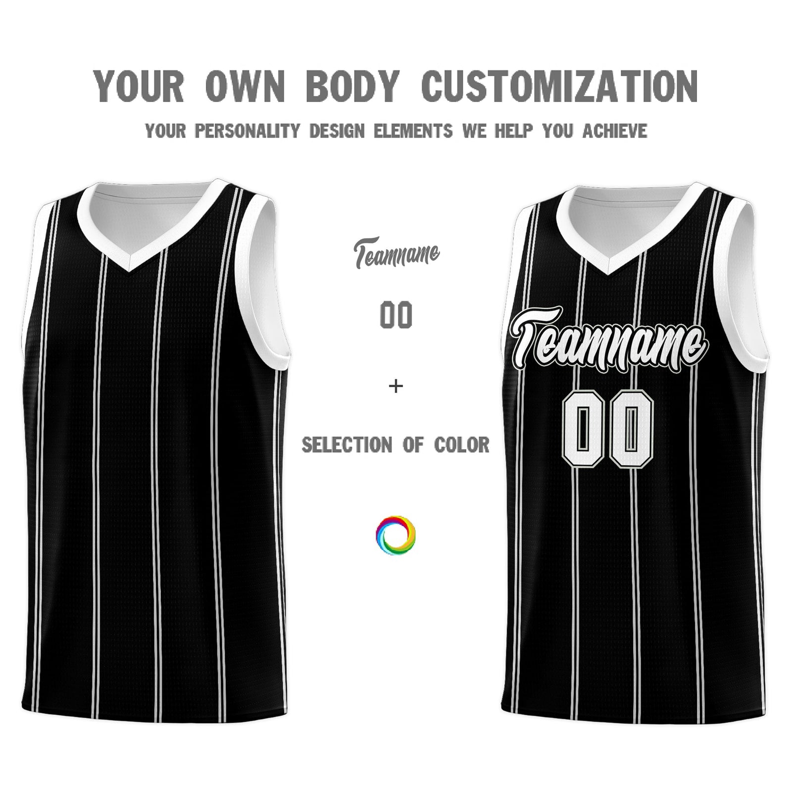 Custom Black White Gray Vertical Stripes Single Sided Sets Basketball Jersey | For Men,Stitched,Perfect for Training,Add Name and Numbern | KXKSHOP
