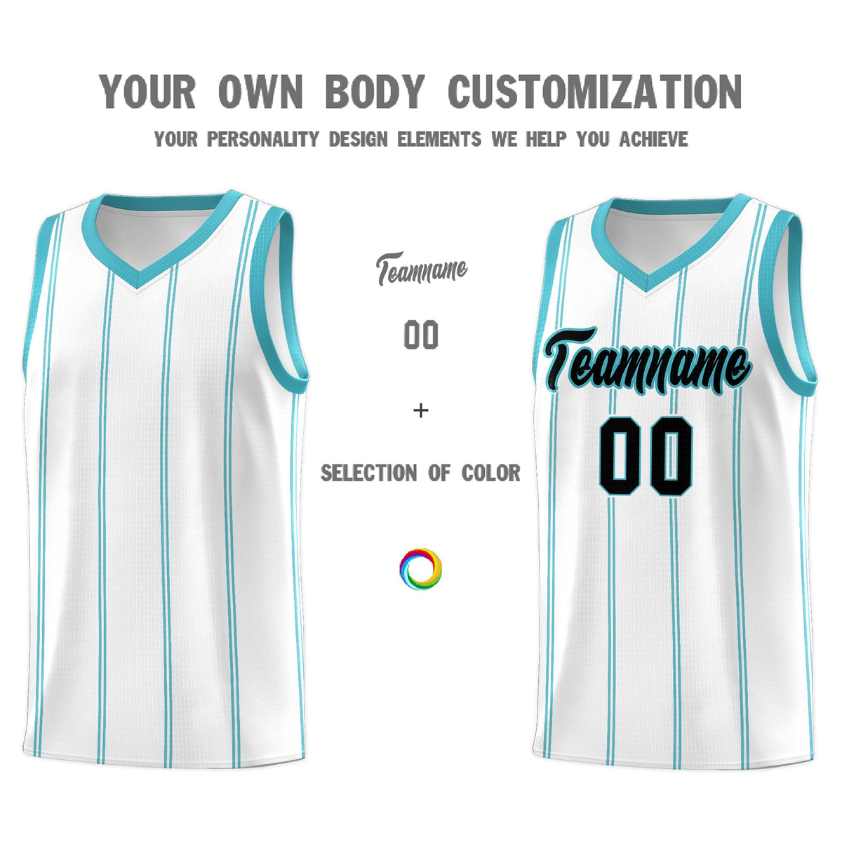 Custom White Sky Blue Black Vertical Stripes Single Sided Sets Basketball Jersey | For Men,Stitched,Perfect for Training,Add Name and Numbern | KXKSHOP