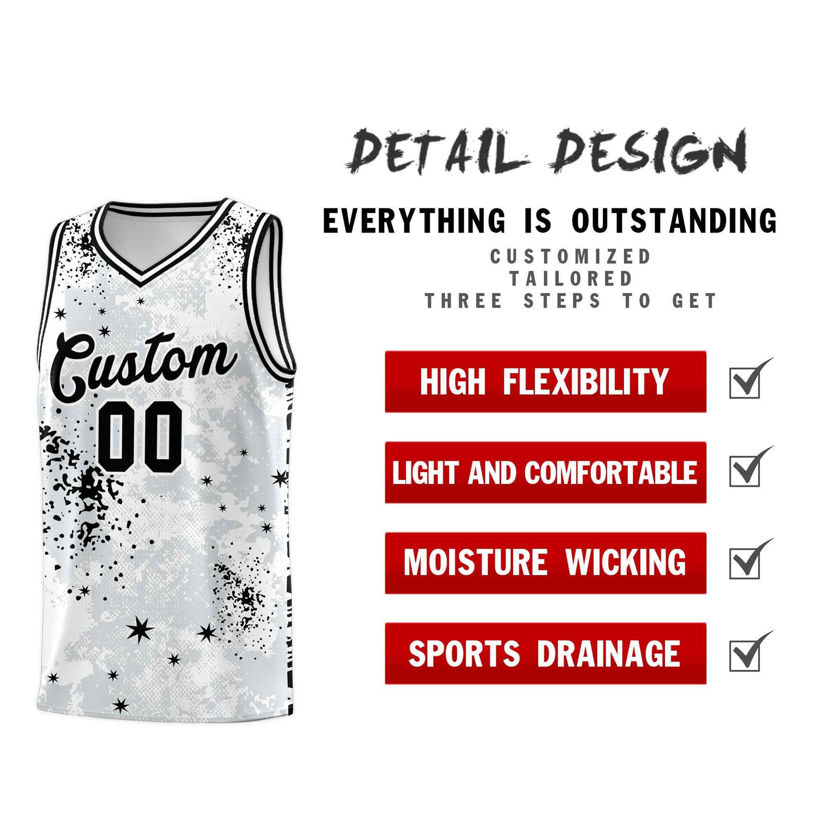 Custom White Black Vice Burst Galactic Graffiti Moisture-Wicking Basketball Jersey