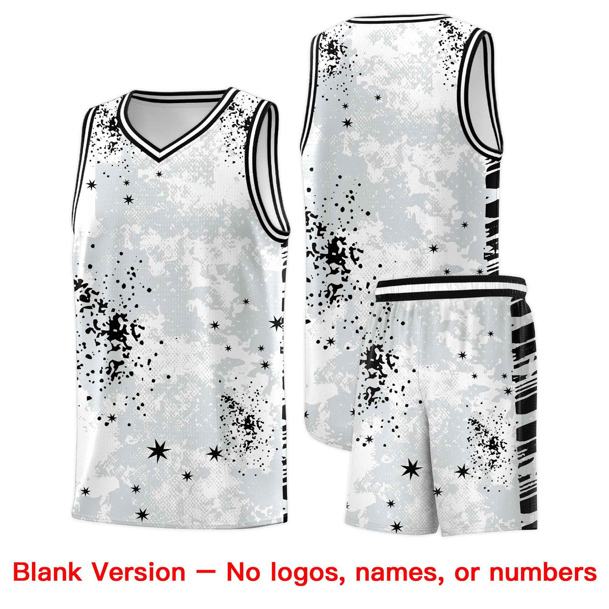Custom White Black Vice Burst Galactic Graffiti Moisture-Wicking Basketball Jersey