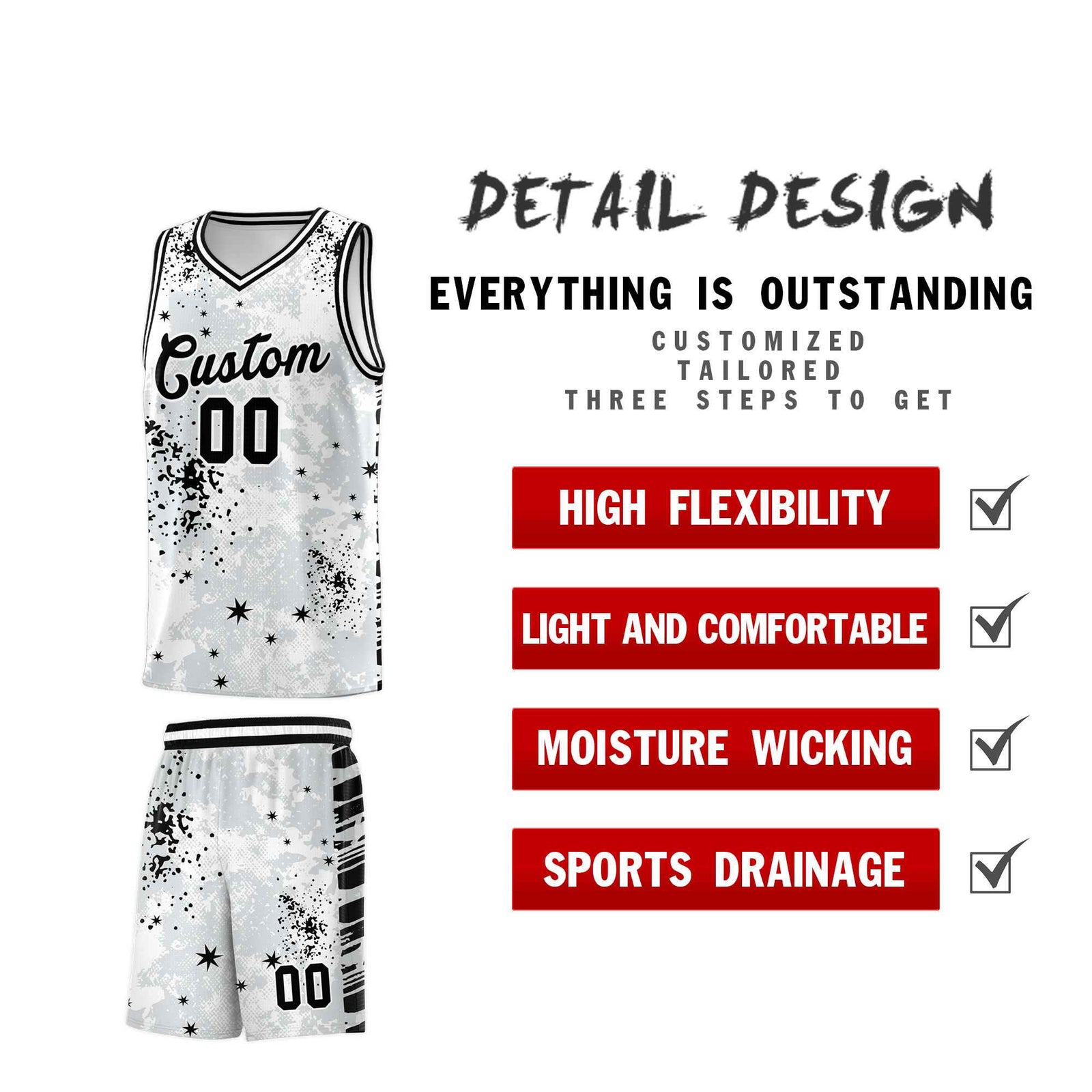 Custom White Black Vice Burst Galactic Graffiti Moisture-Wicking Basketball Jersey