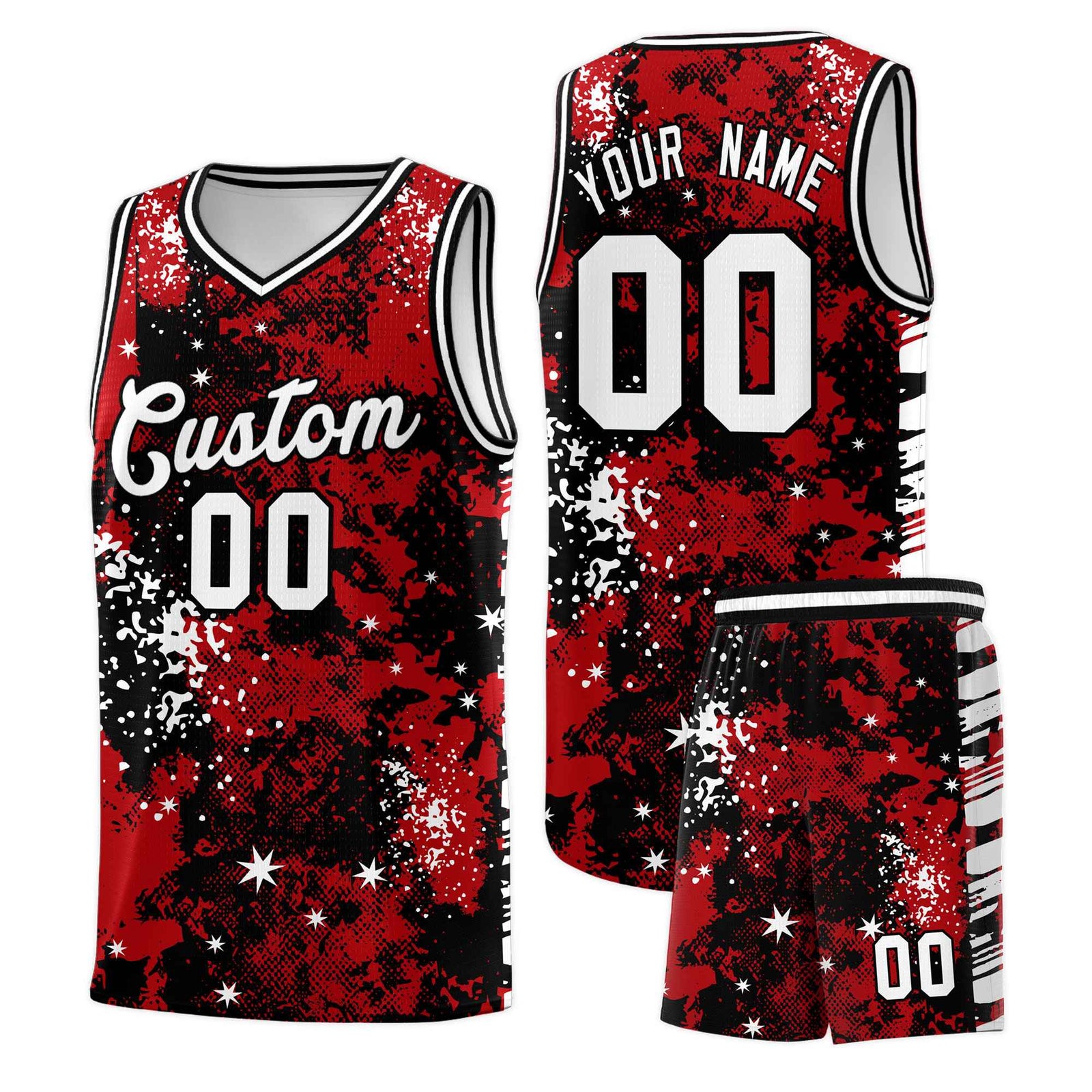 Custom Red Black Vice Burst Galactic Graffiti Wrinkle-Resistant Basketball Jersey