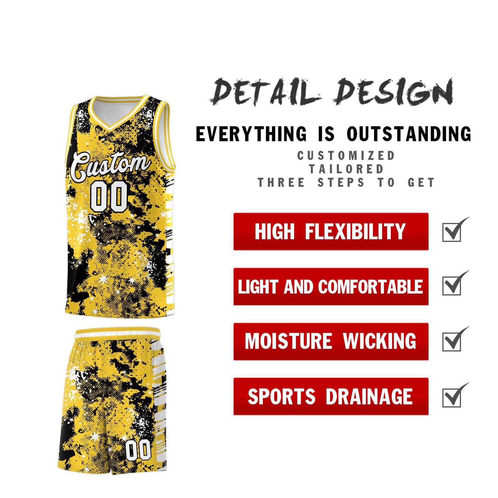 Custom Gold Black Vice Burst Galactic Graffiti Stretch Fabric Basketball Jersey