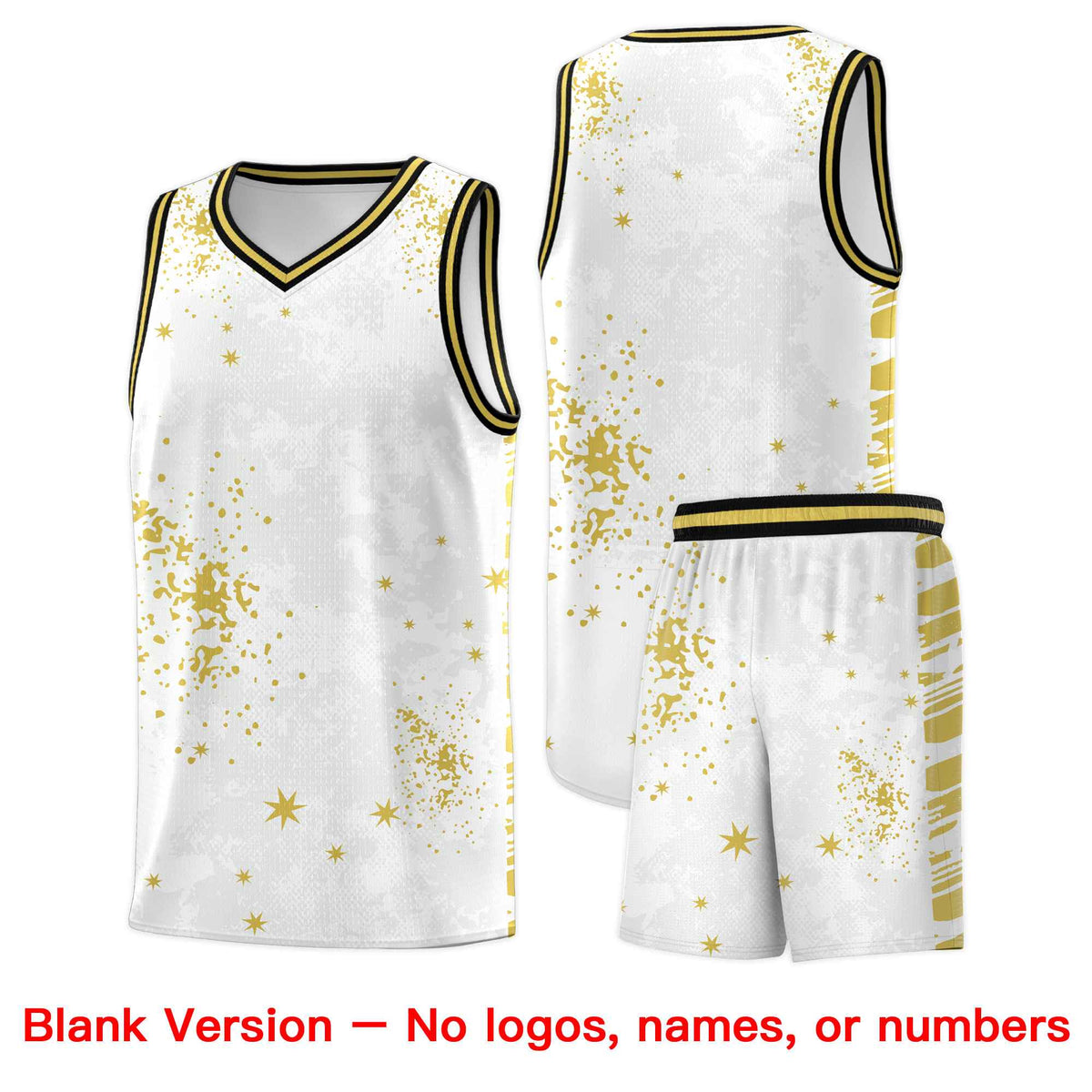 Custom White Old Gold Vice Burst Galactic Graffiti Quick-Drying Basketball Jersey