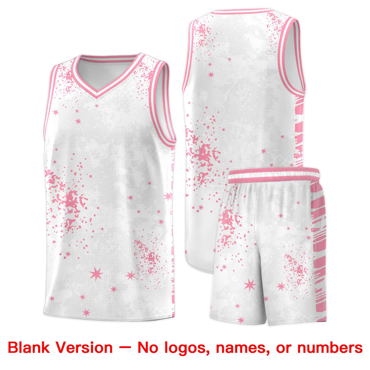 Custom White Light Pink Vice Burst Galactic Graffiti Drapable Basketball Jersey