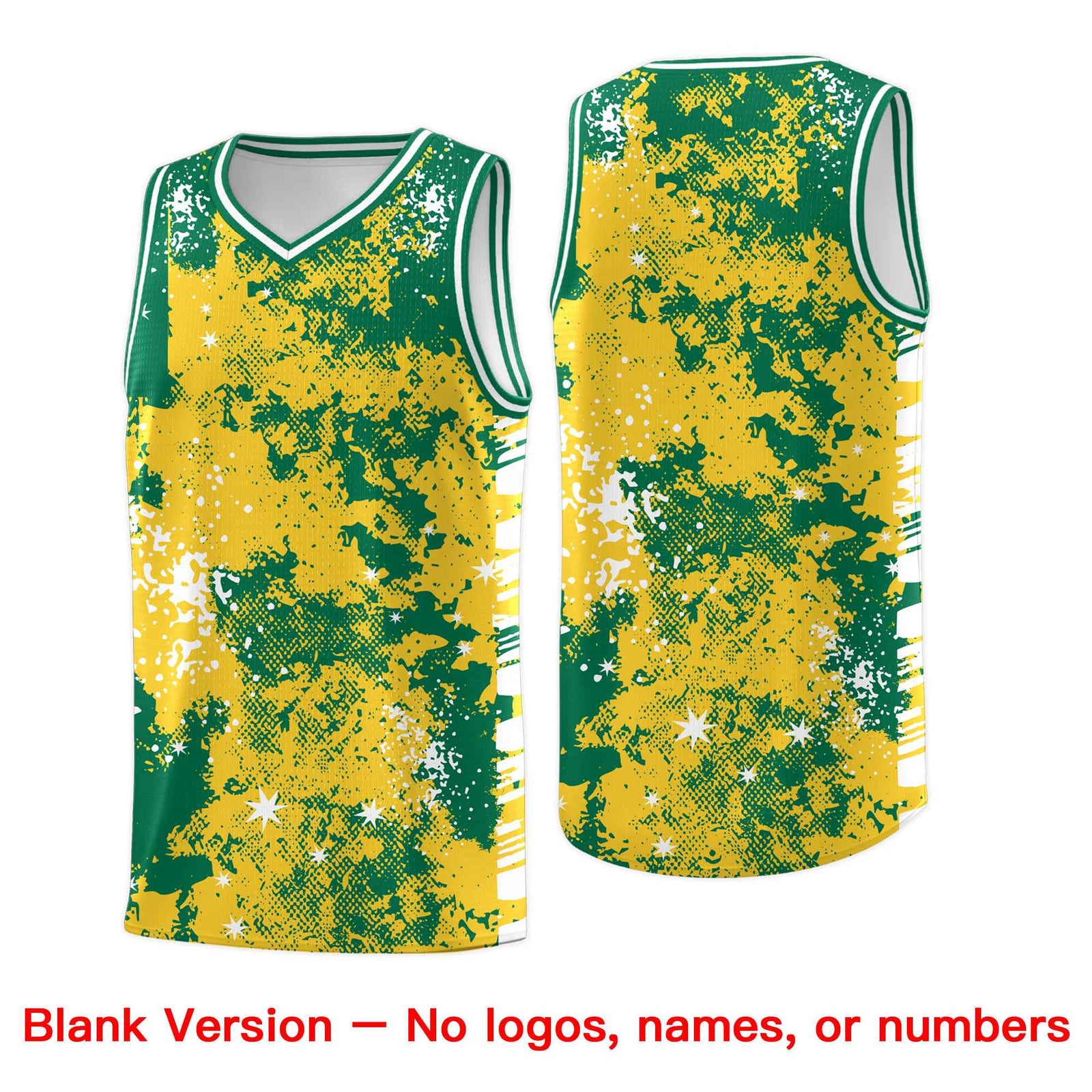 Custom Gold Kelly Green Vice Burst Galactic Graffiti Wrinkle-Resistant Basketball Jersey