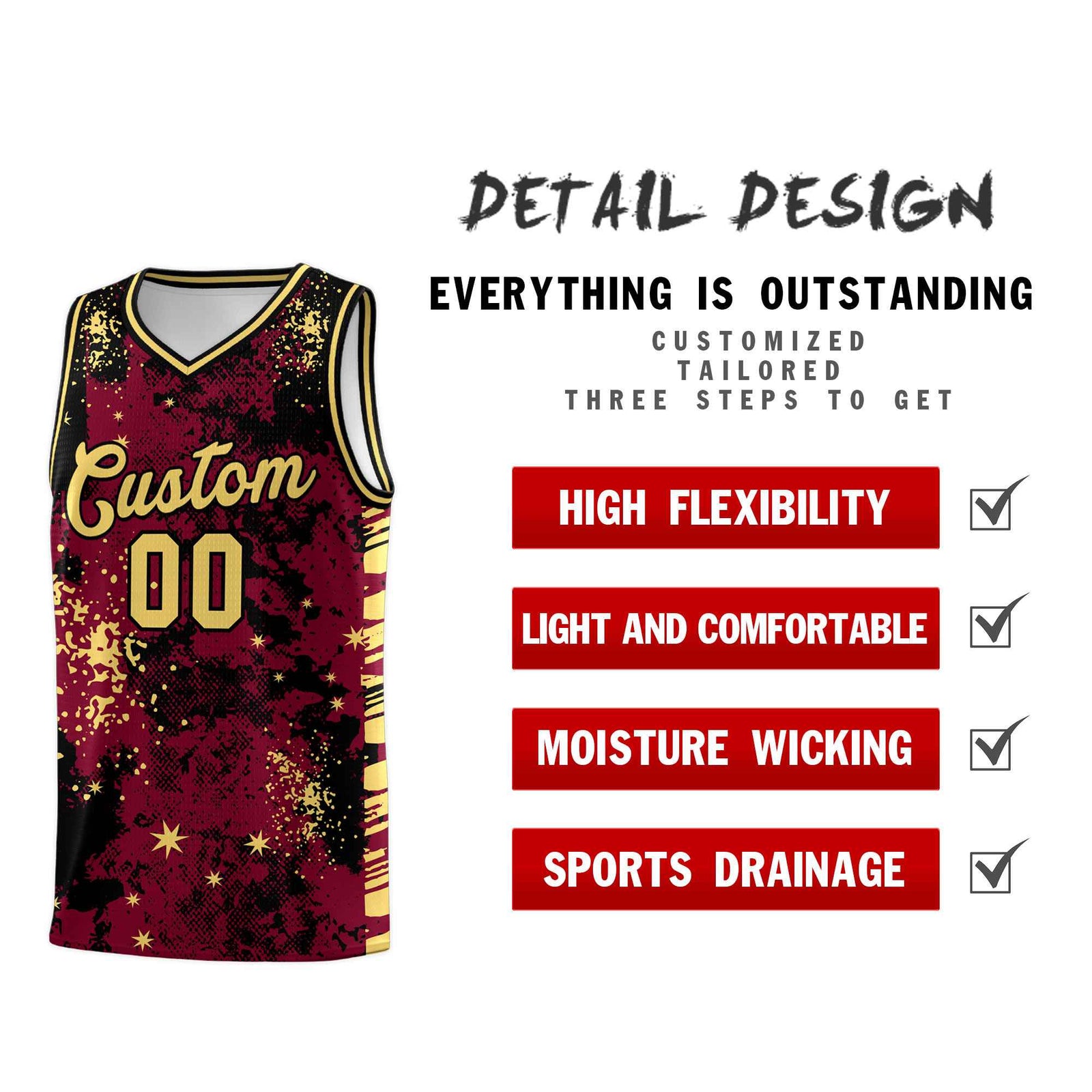 Custom Crimson Black Vice Burst Galactic Graffiti Lightweight Basketball Jersey