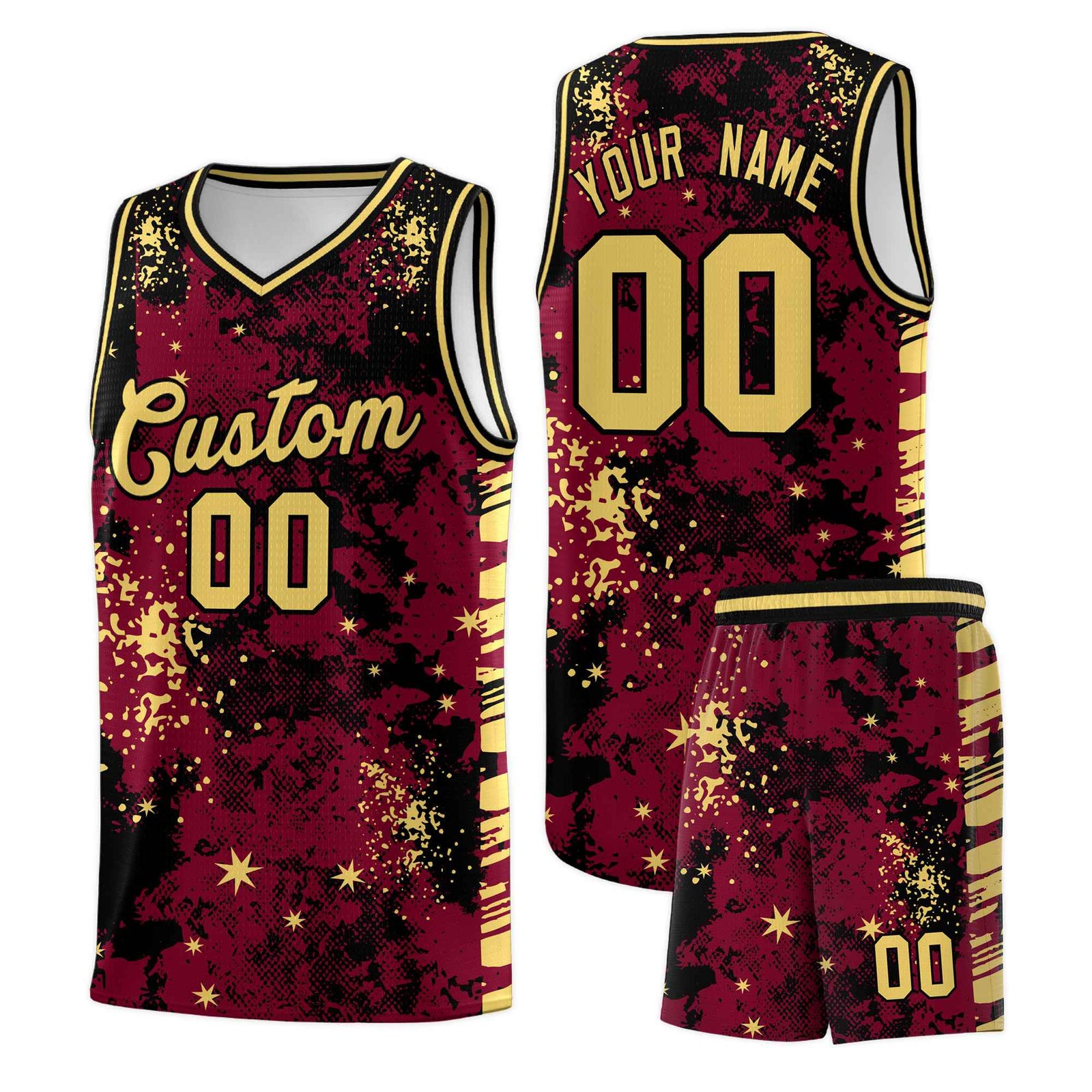 Custom Crimson Black Vice Burst Galactic Graffiti Lightweight Basketball Jersey