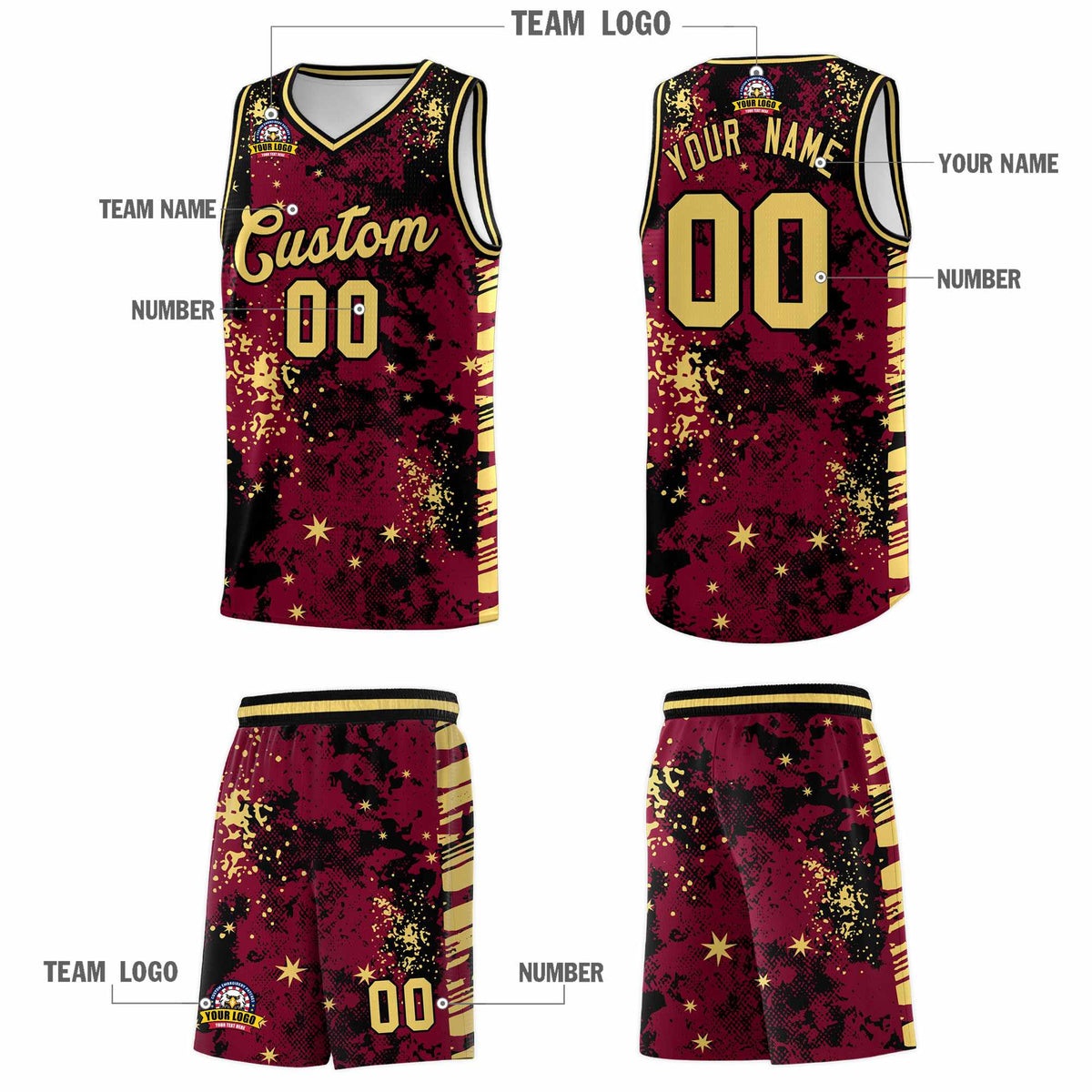 Custom Crimson Black Vice Burst Galactic Graffiti Lightweight Basketball Jersey