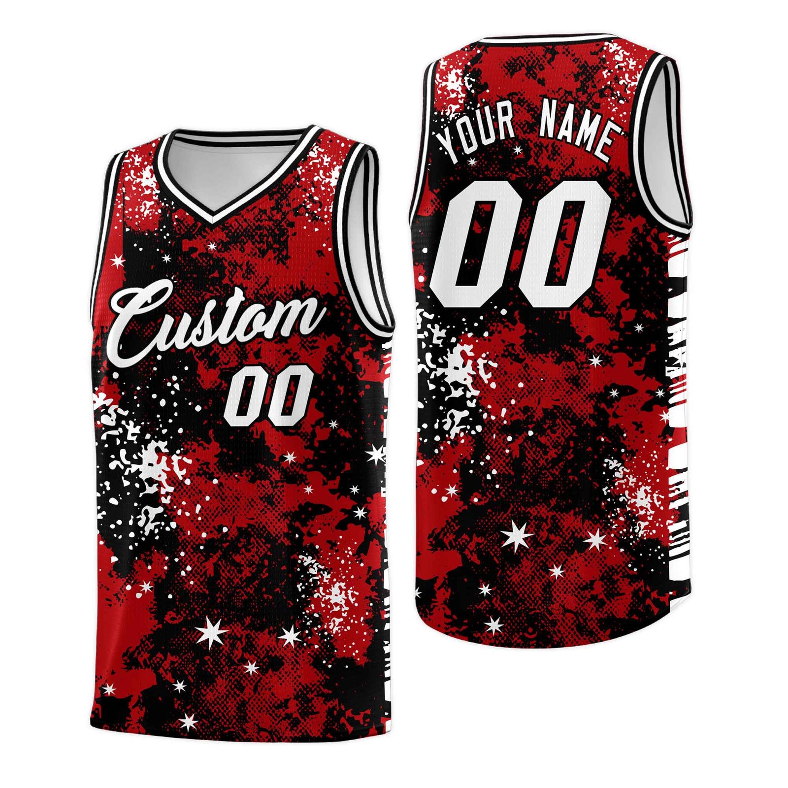 Custom Red Black Vice Burst Galactic Graffiti Wrinkle-Resistant Basketball Jersey