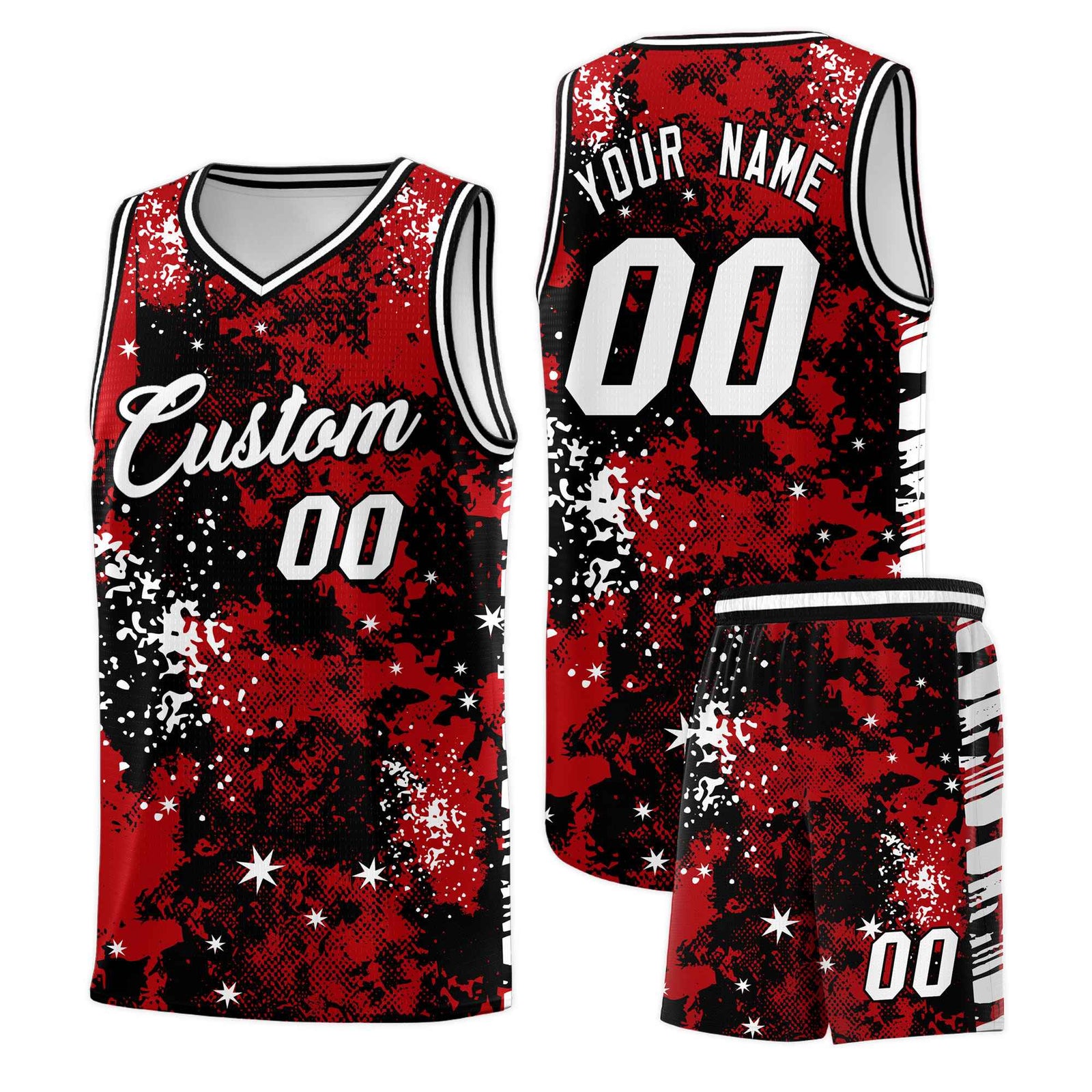 Custom Red Black Vice Burst Galactic Graffiti Wrinkle-Resistant Basketball Jersey