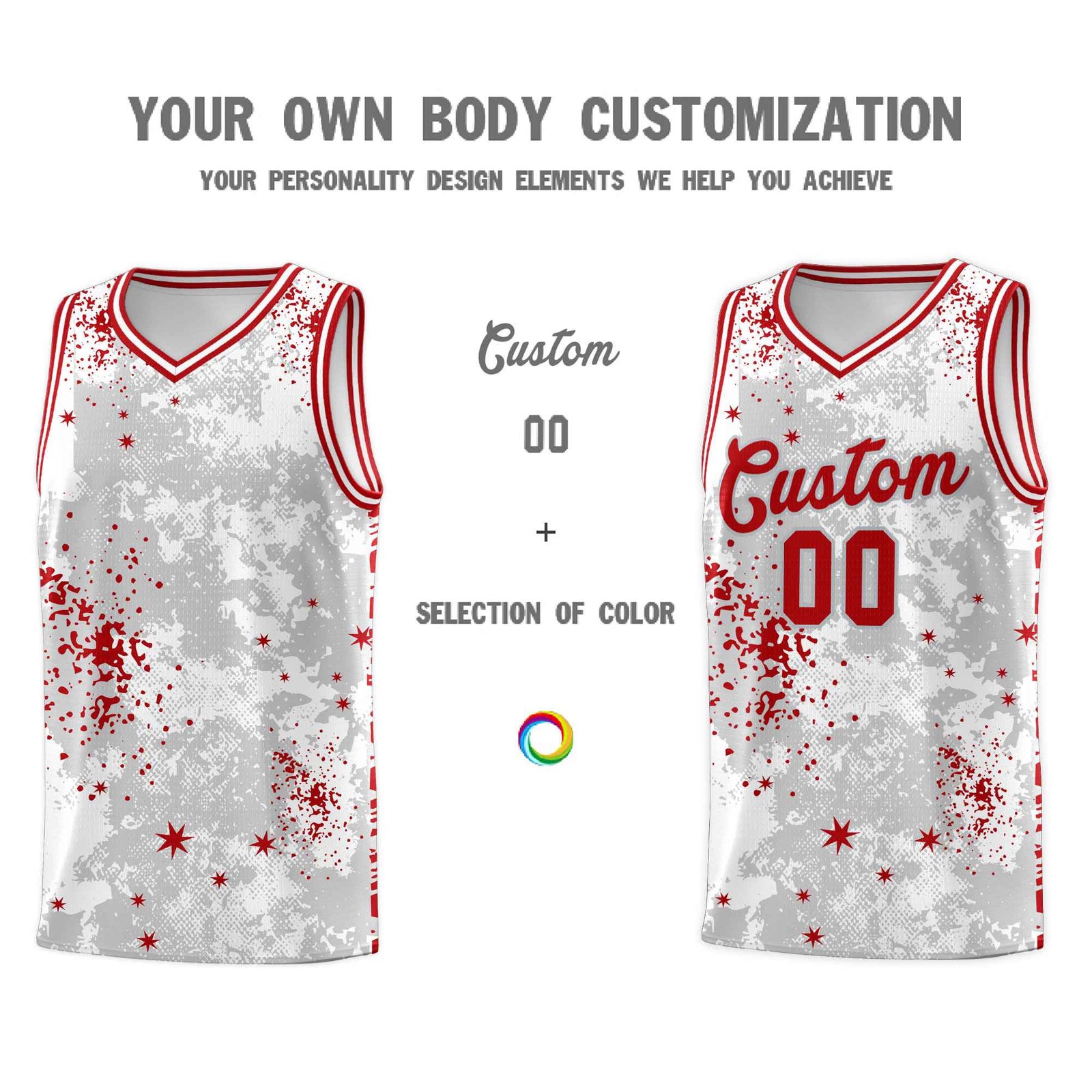 Custom White Red Vice Burst Galactic Graffiti Breathable Basketball Jersey