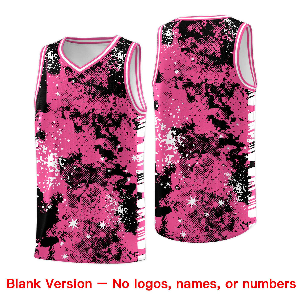 Custom Pink Black Vice Burst Galactic Graffiti Drapable Basketball Jersey