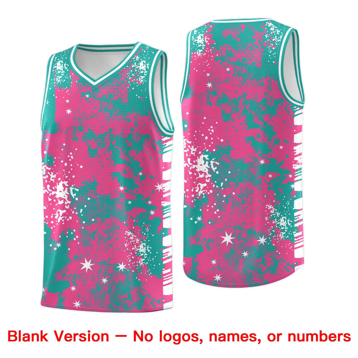Custom Aqua Pink Vice Burst Galactic Graffiti Wrinkle-Resistant Basketball Jersey