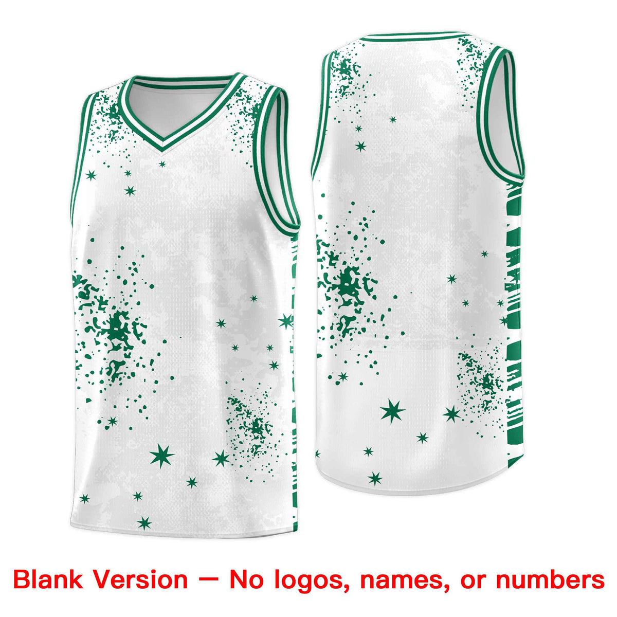 Custom White Kelly Green Vice Burst Galactic Graffiti Breathable Basketball Jersey