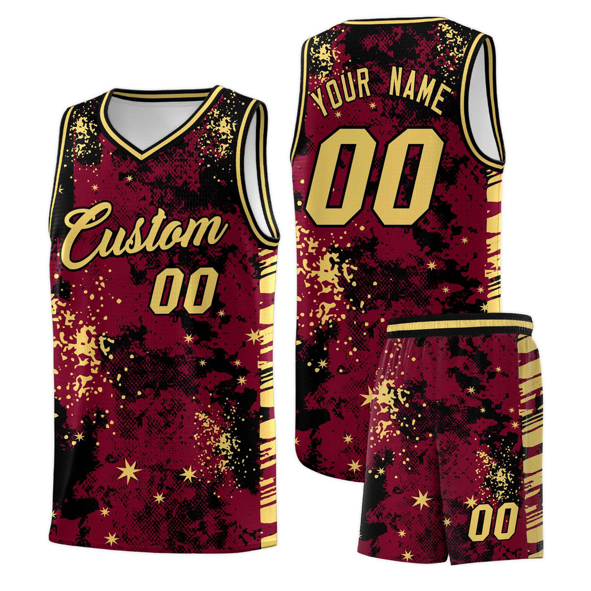 Custom Crimson Black Vice Burst Galactic Graffiti Lightweight Basketball Jersey