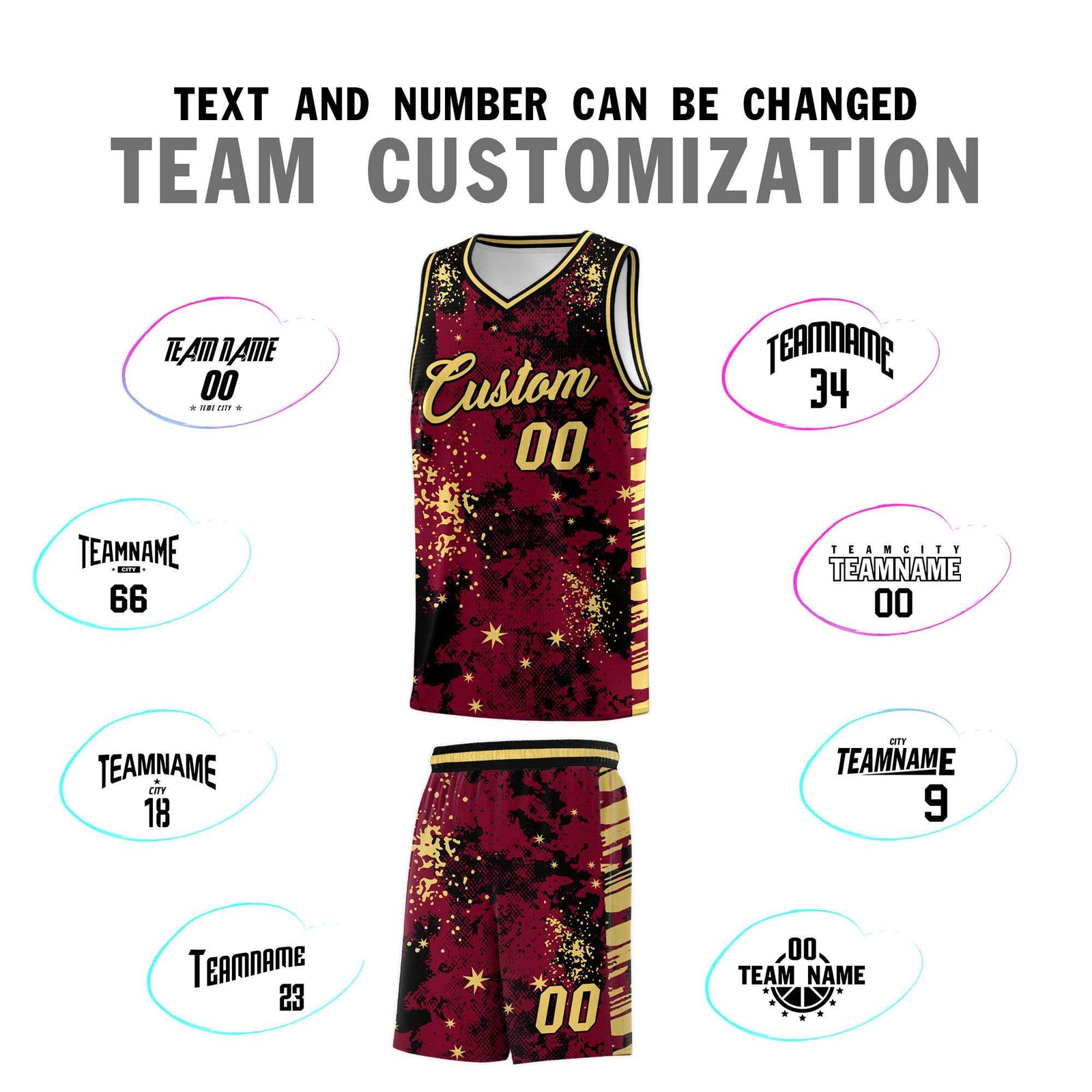Custom Crimson Black Vice Burst Galactic Graffiti Lightweight Basketball Jersey