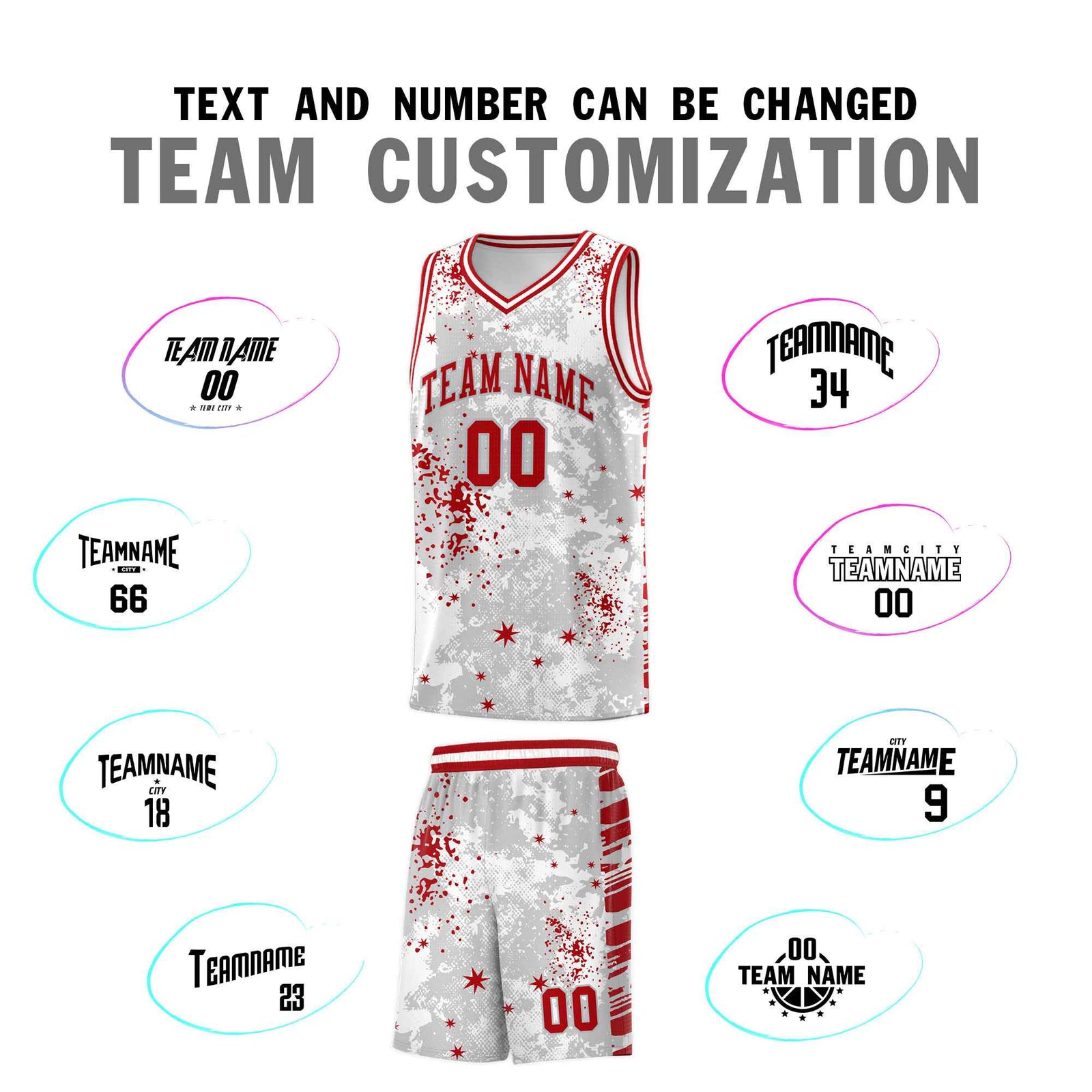 Custom White Red Vice Burst Galactic Graffiti Breathable Basketball Jersey