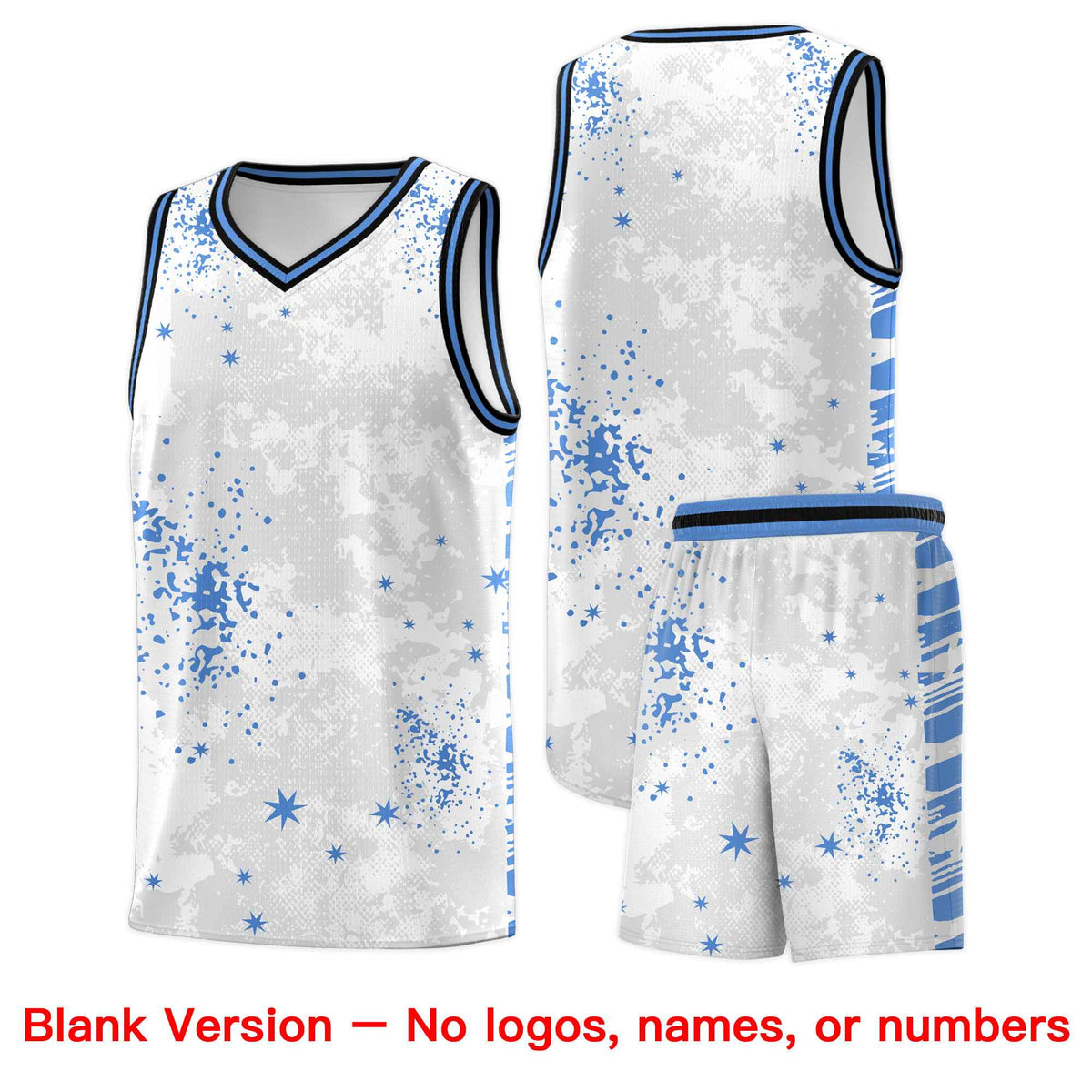 Custom White Powder Blue Vice Burst Galactic Graffiti Quick-Drying Basketball Jersey
