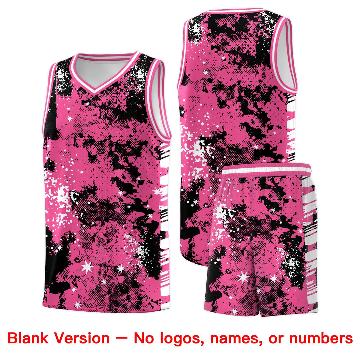 Custom Pink Black Vice Burst Galactic Graffiti Drapable Basketball Jersey