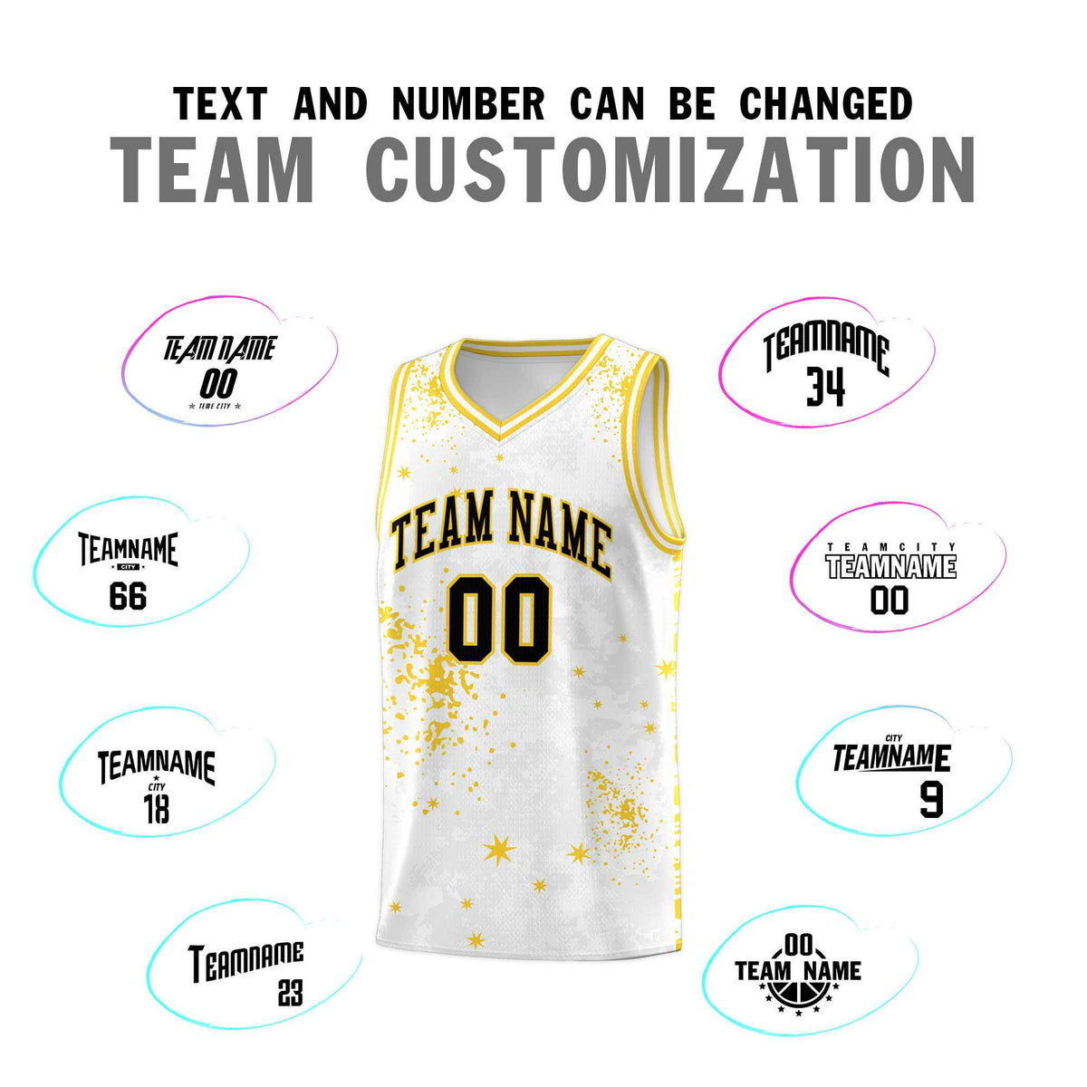 Custom White Gold Vice Burst Galactic Graffiti Moisture-Wicking Basketball Jersey