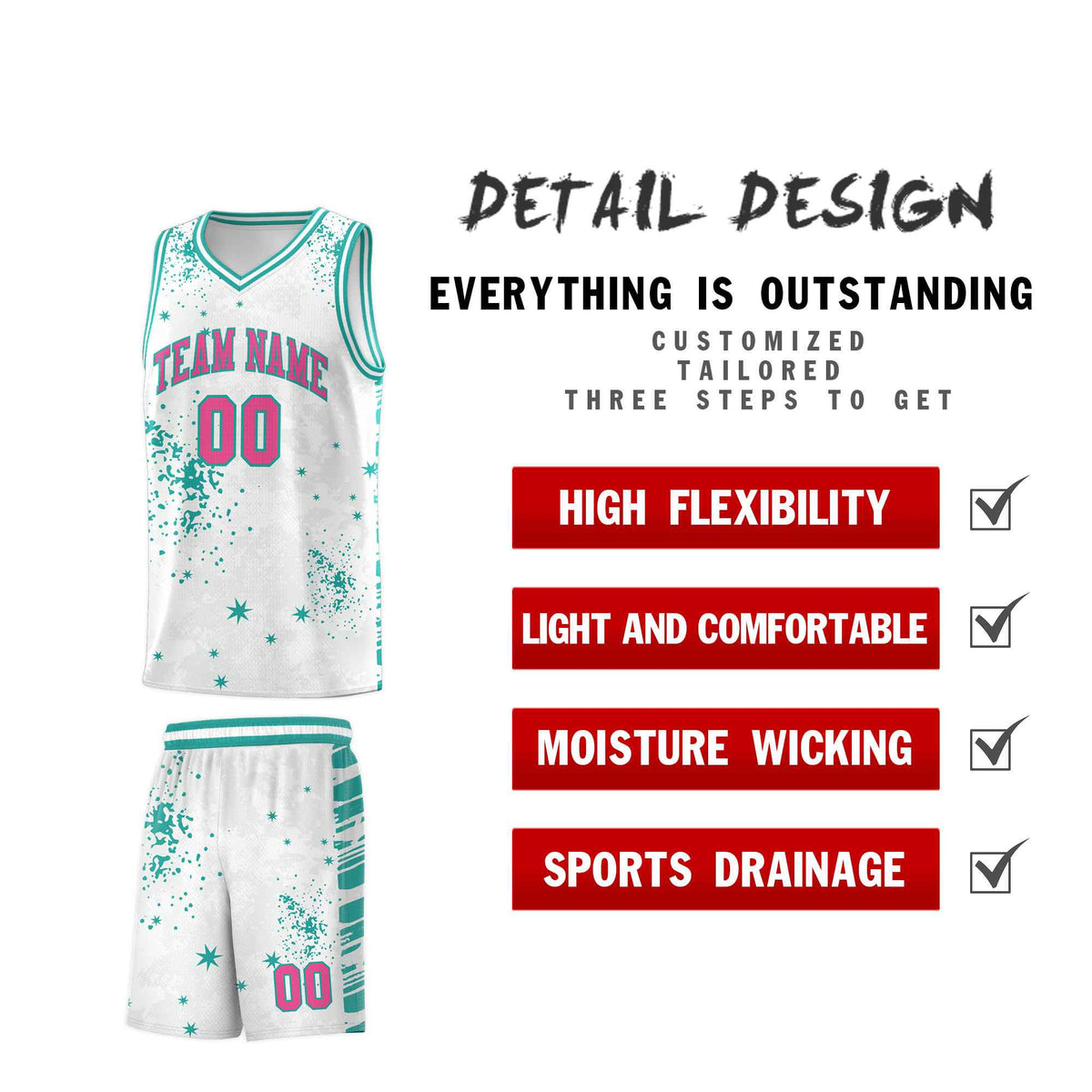 Custom White Aqua Vice Burst Galactic Graffiti Breathable Basketball Jersey