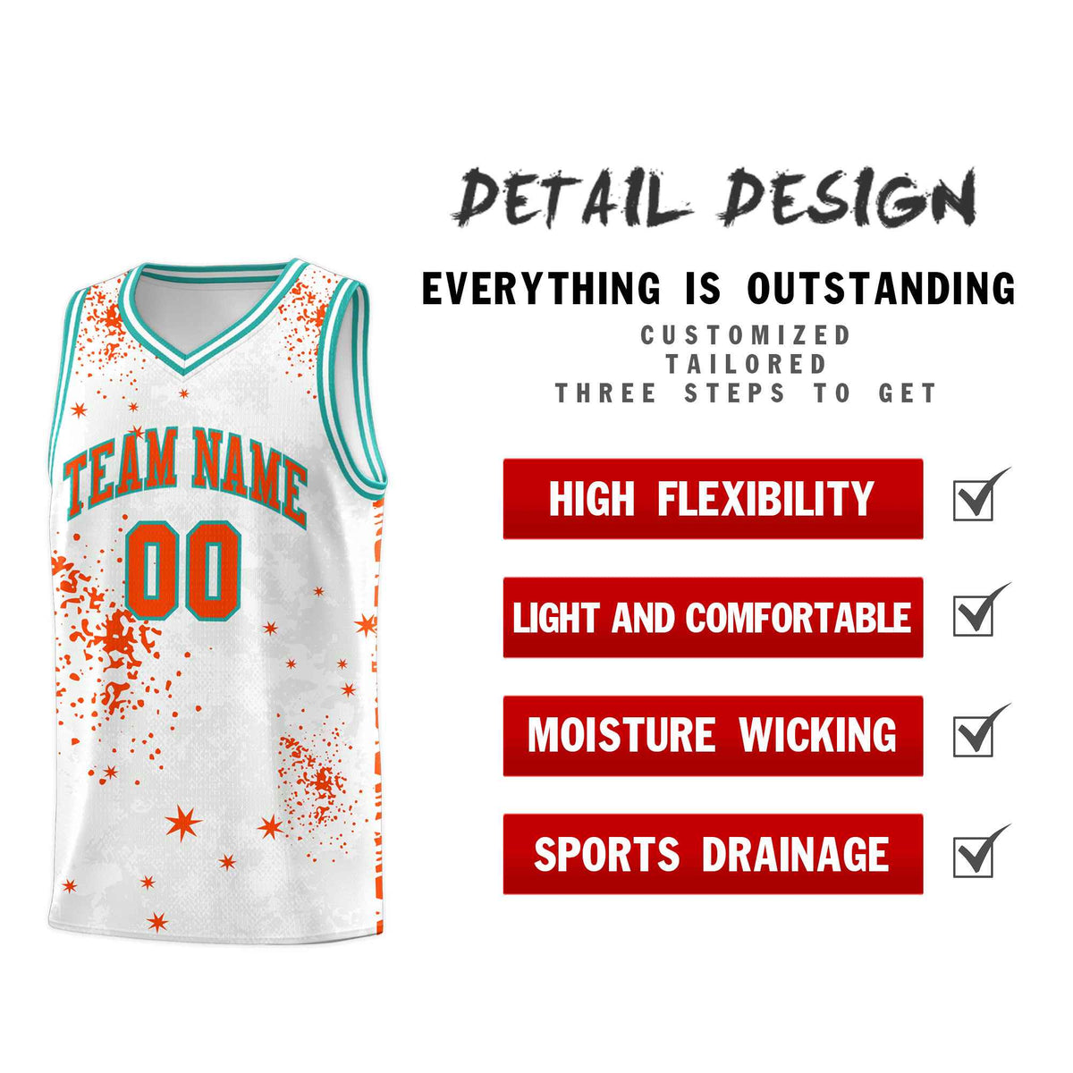 Custom Orange Aqua Vice Burst Galactic Graffiti Quick-Drying Basketball Jersey