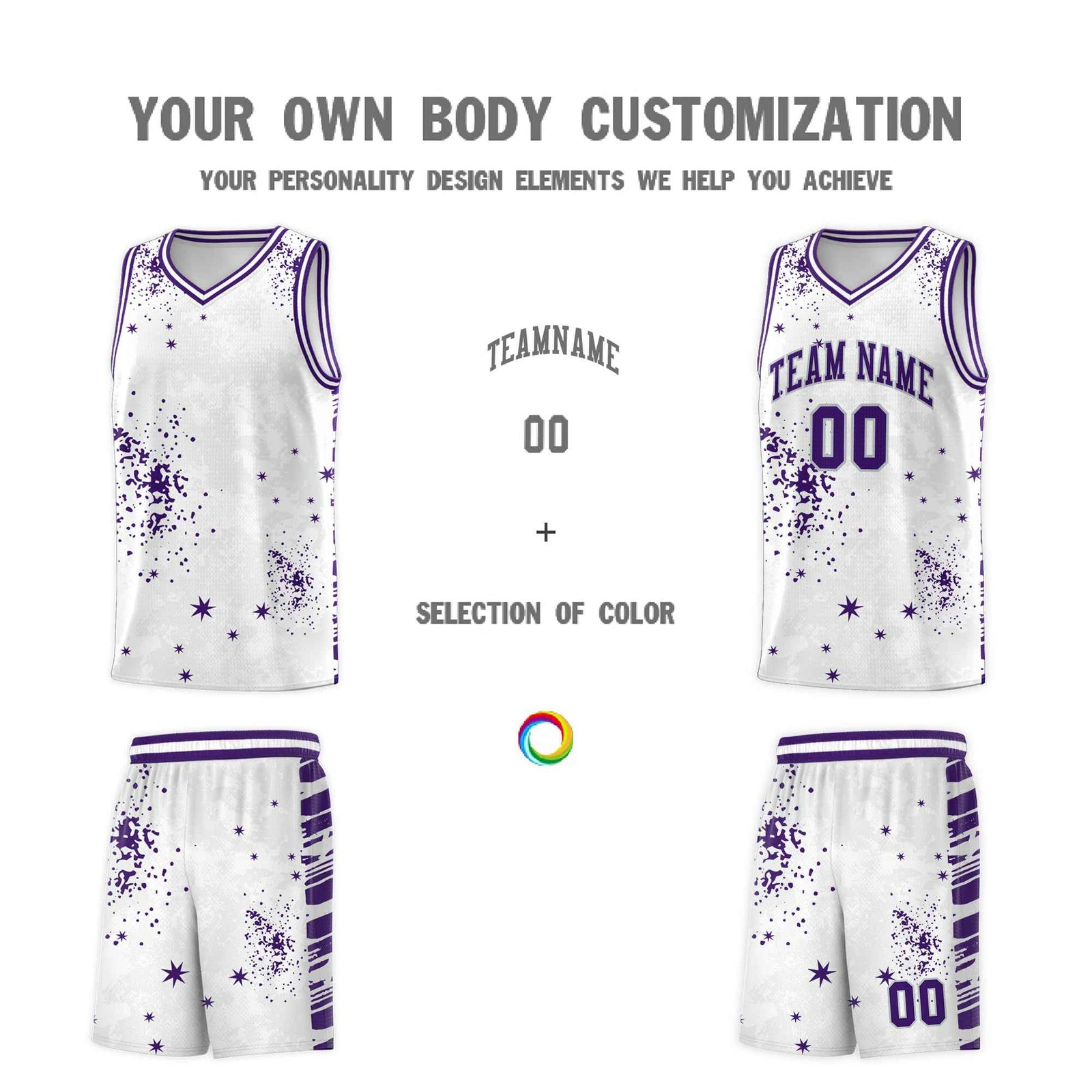 Custom White Purple Vice Burst Galactic Graffiti Moisture-Wicking Basketball Jersey