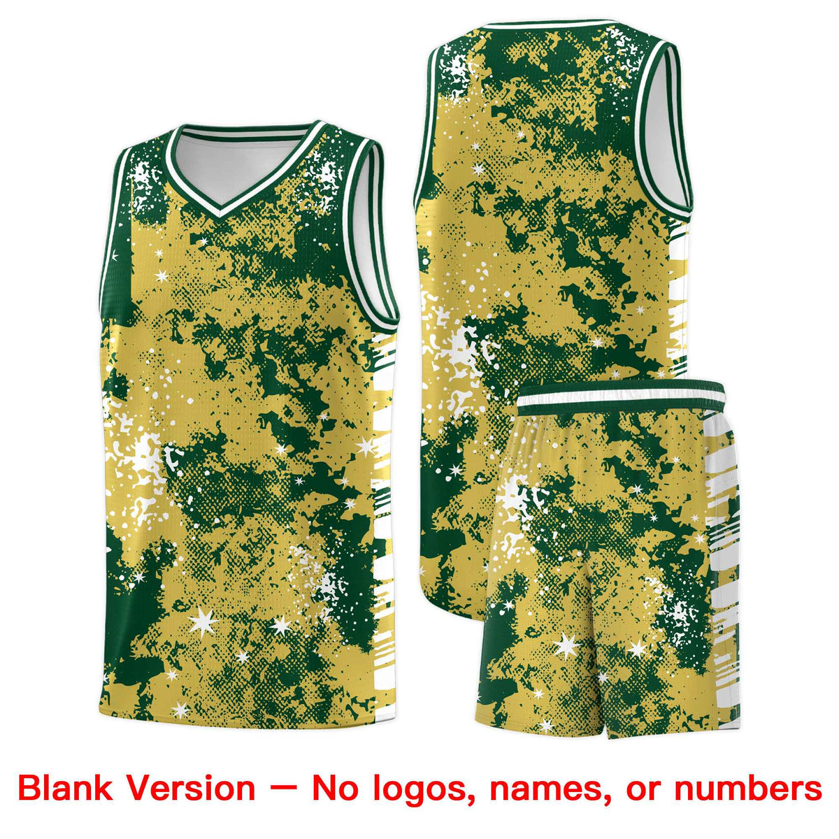 Custom Old Gold Kelly Green Vice Burst Galactic Graffiti Moisture-Wicking Basketball Jersey