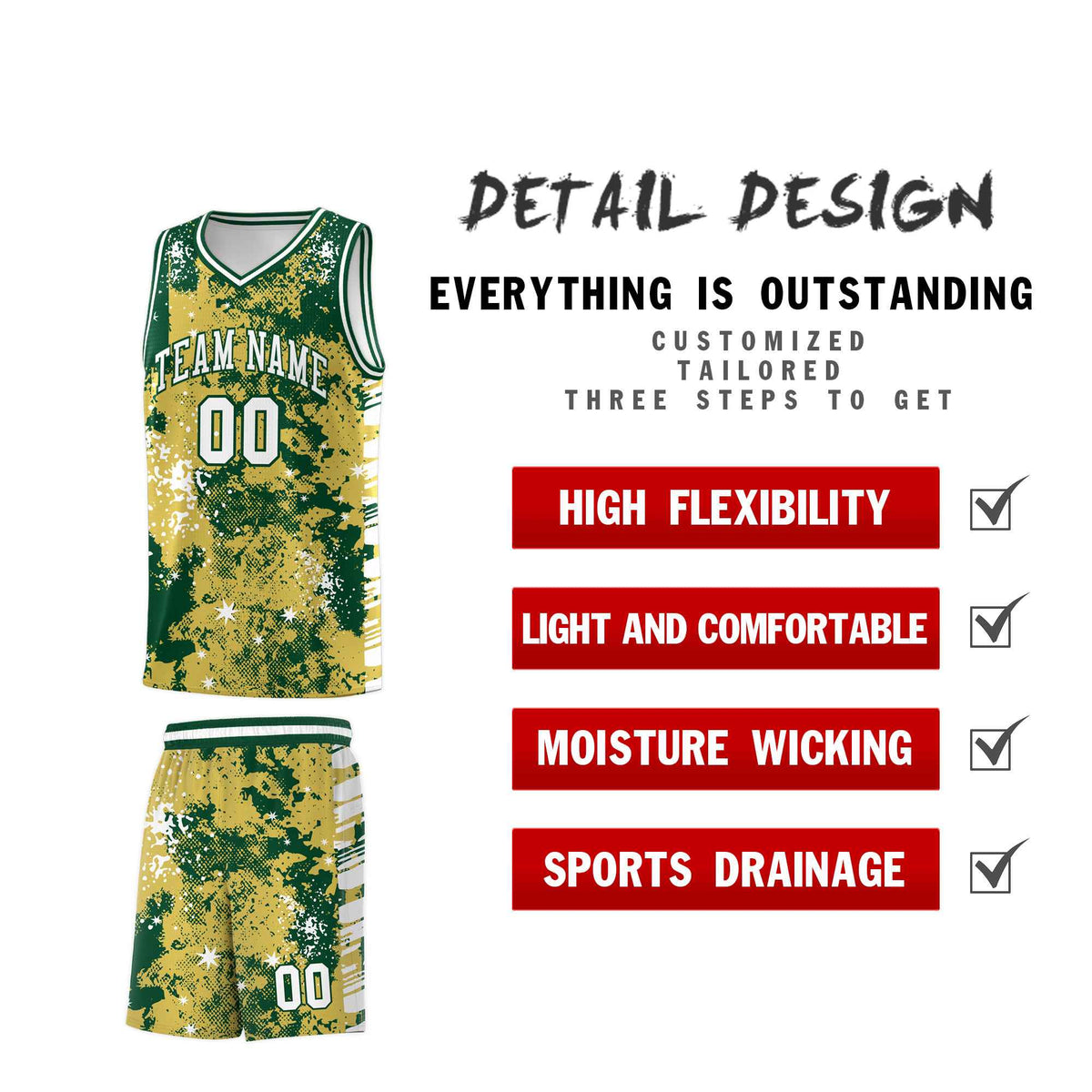 Custom Old Gold Kelly Green Vice Burst Galactic Graffiti Moisture-Wicking Basketball Jersey
