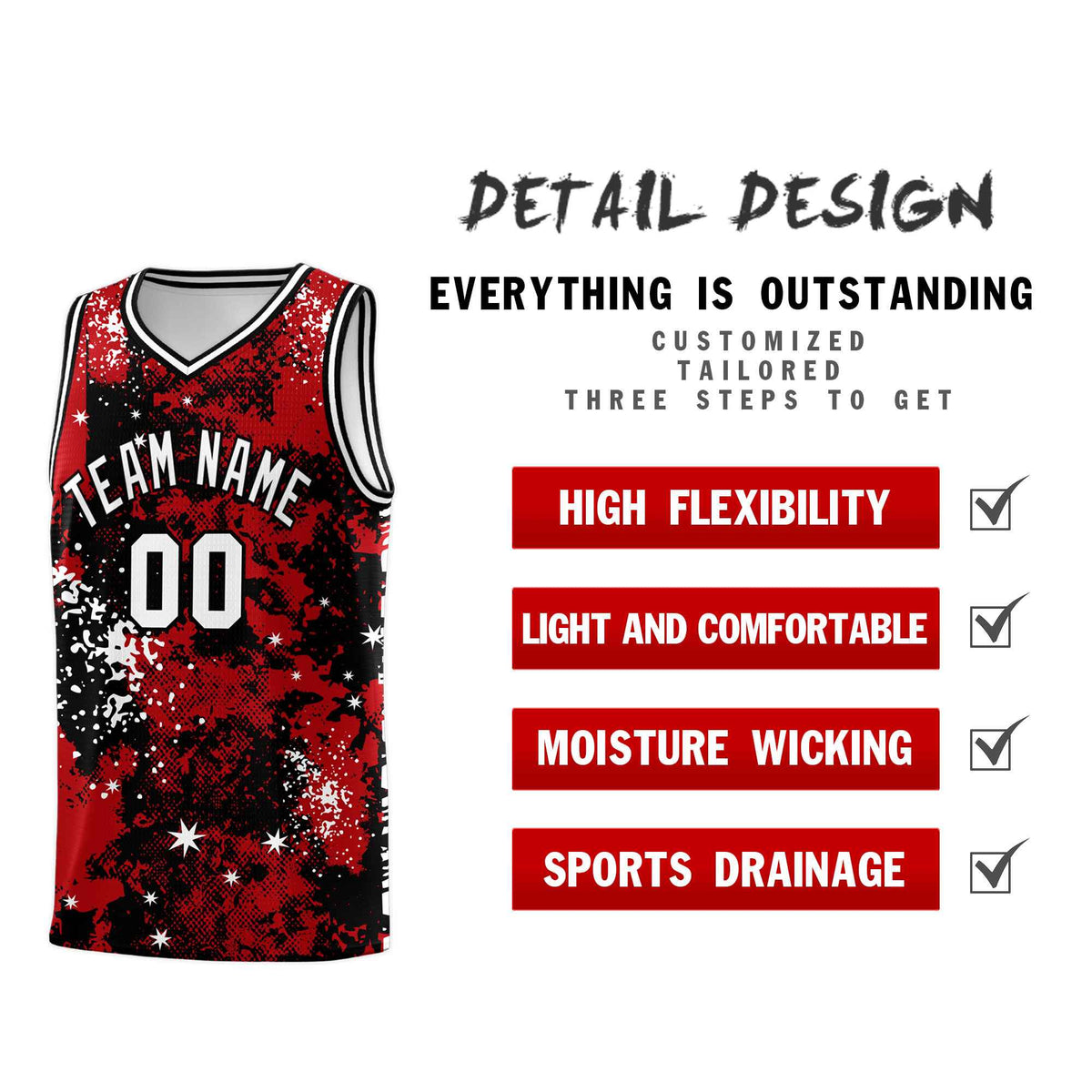 Custom Red Black Vice Burst Galactic Graffiti Wrinkle-Resistant Basketball Jersey