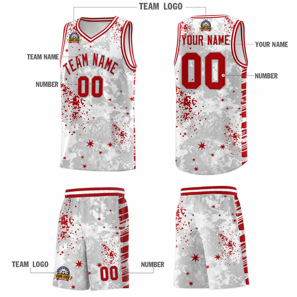 Custom White Red Vice Burst Galactic Graffiti Breathable Basketball Jersey
