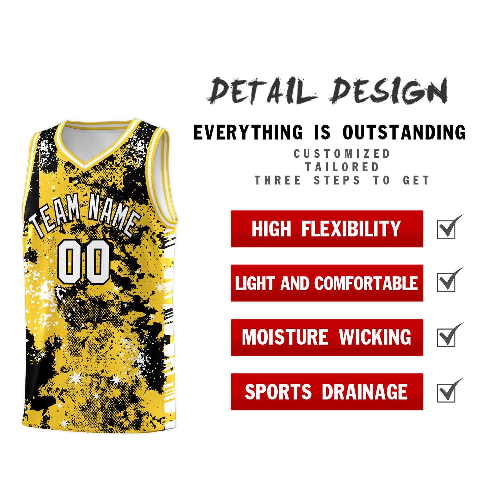 Custom Gold Black Vice Burst Galactic Graffiti Stretch Fabric Basketball Jersey