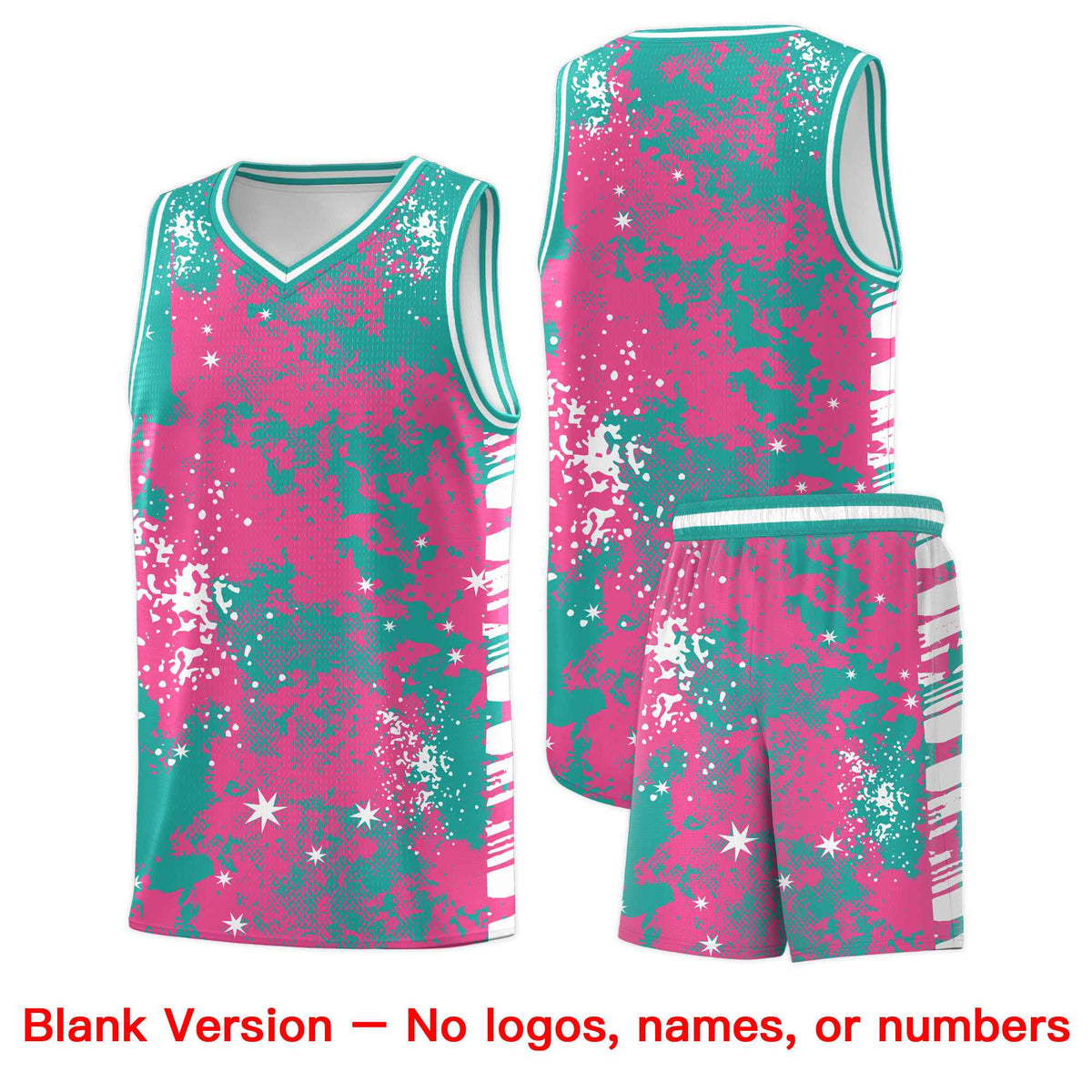 Custom Aqua Pink Vice Burst Galactic Graffiti Wrinkle-Resistant Basketball Jersey