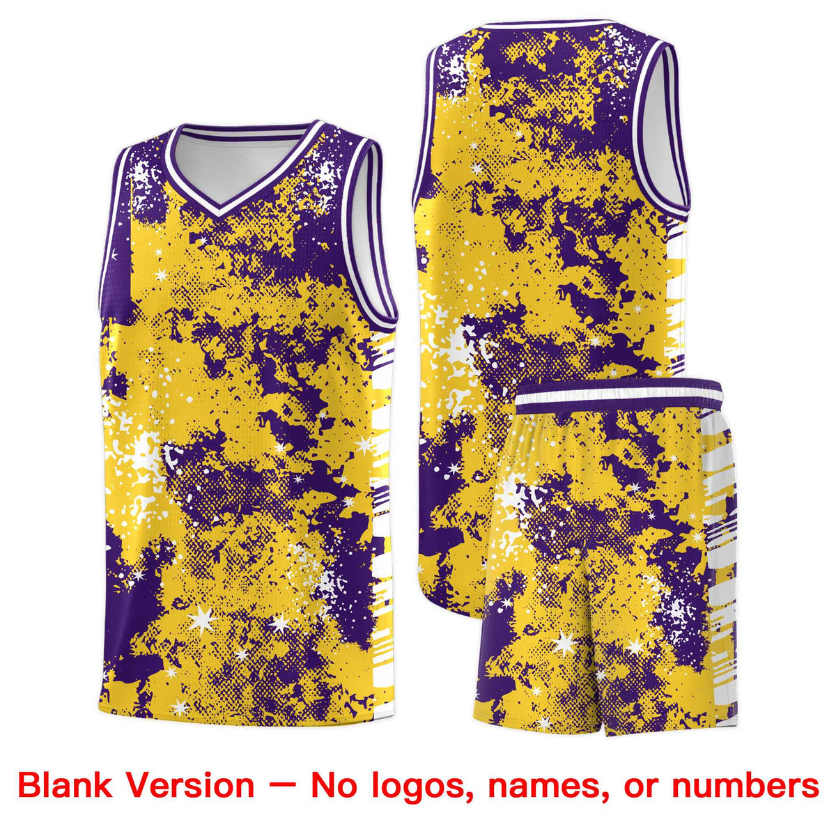 Custom Gold Purple Vice Burst Galactic Graffiti Drapable Basketball Jersey