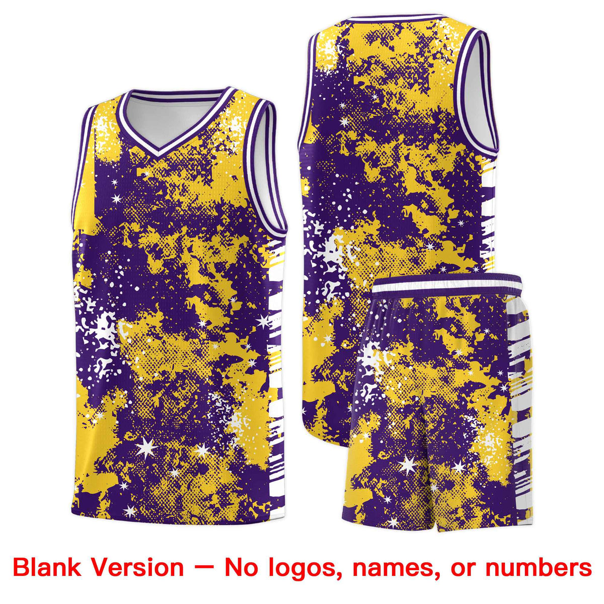 Custom Gold Purple Vice Burst Galactic Graffiti Sublimation Printing Basketball Jersey
