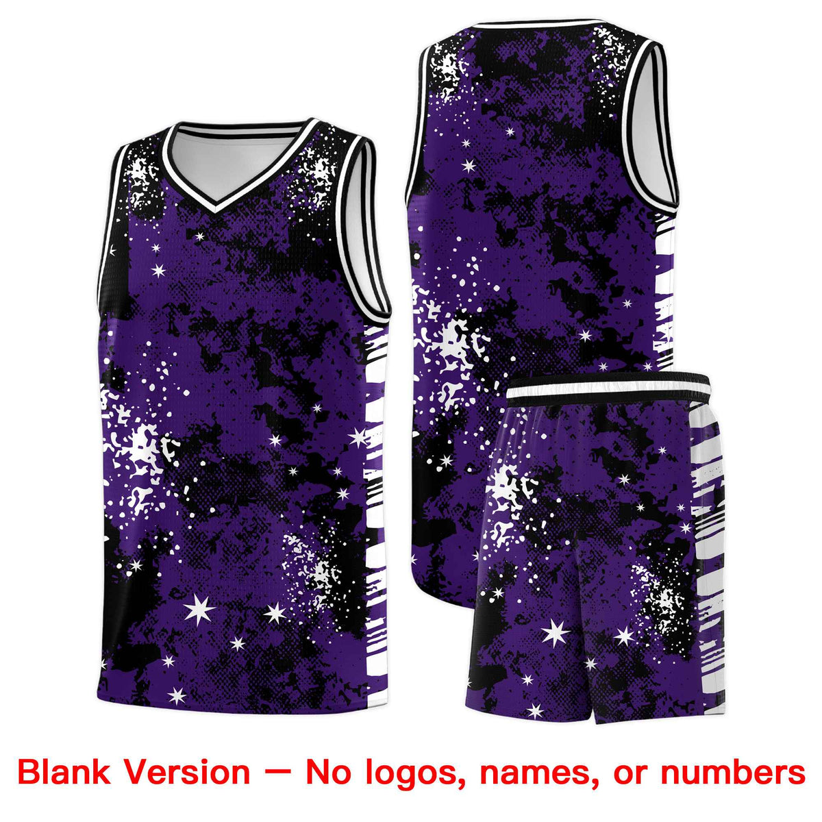 Custom Purple Black Vice Burst Galactic Graffiti Stretch Fabric Basketball Jersey