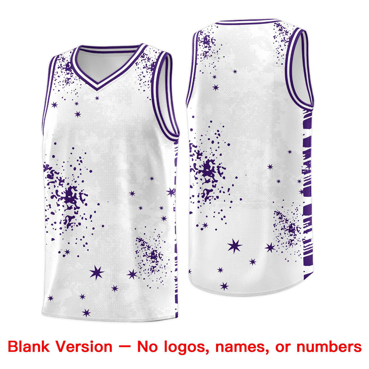 Custom White Purple Vice Burst Galactic Graffiti Moisture-Wicking Basketball Jersey