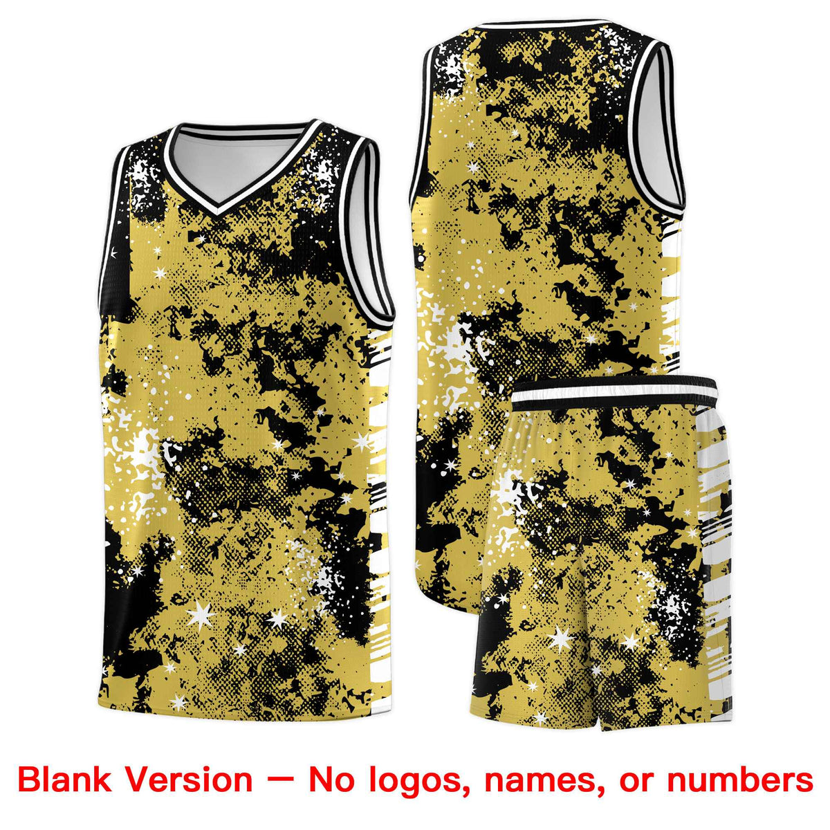 Custom Old Gold Black Vice Burst Galactic Graffiti Lightweight Basketball Jersey