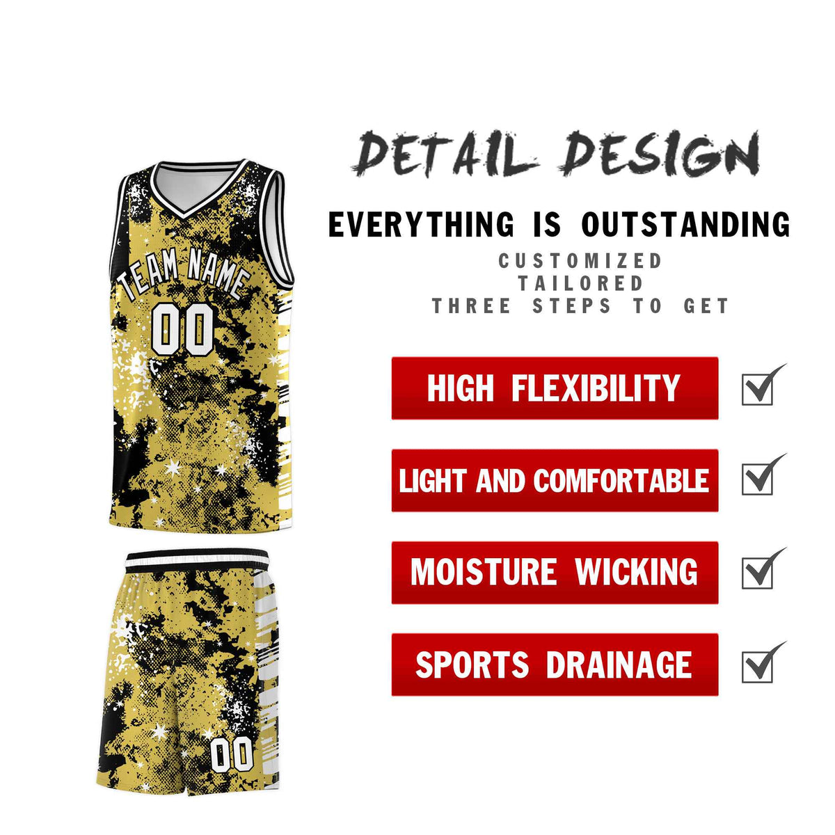 Custom Old Gold Black Vice Burst Galactic Graffiti Lightweight Basketball Jersey