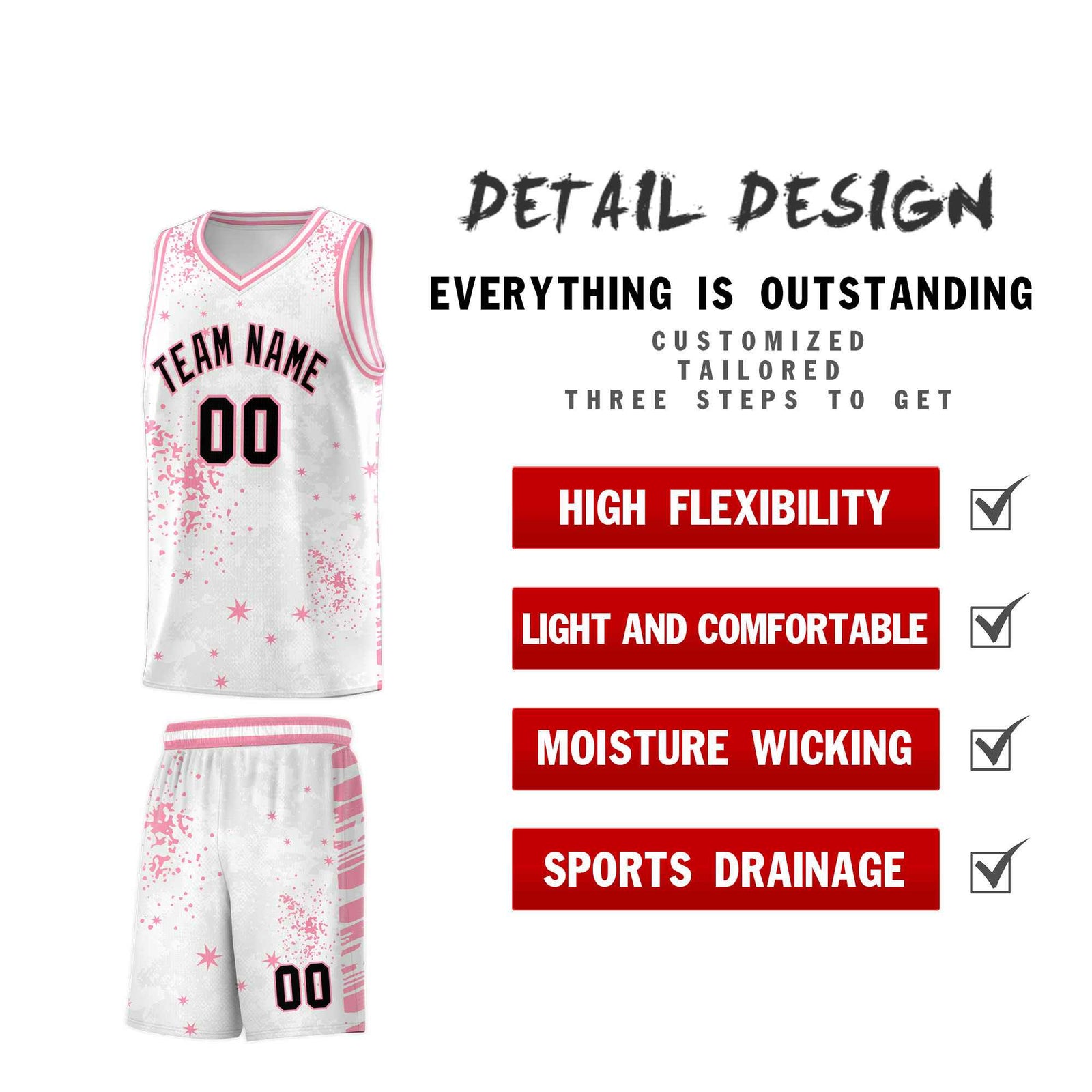 Custom White Light Pink Vice Burst Galactic Graffiti Drapable Basketball Jersey