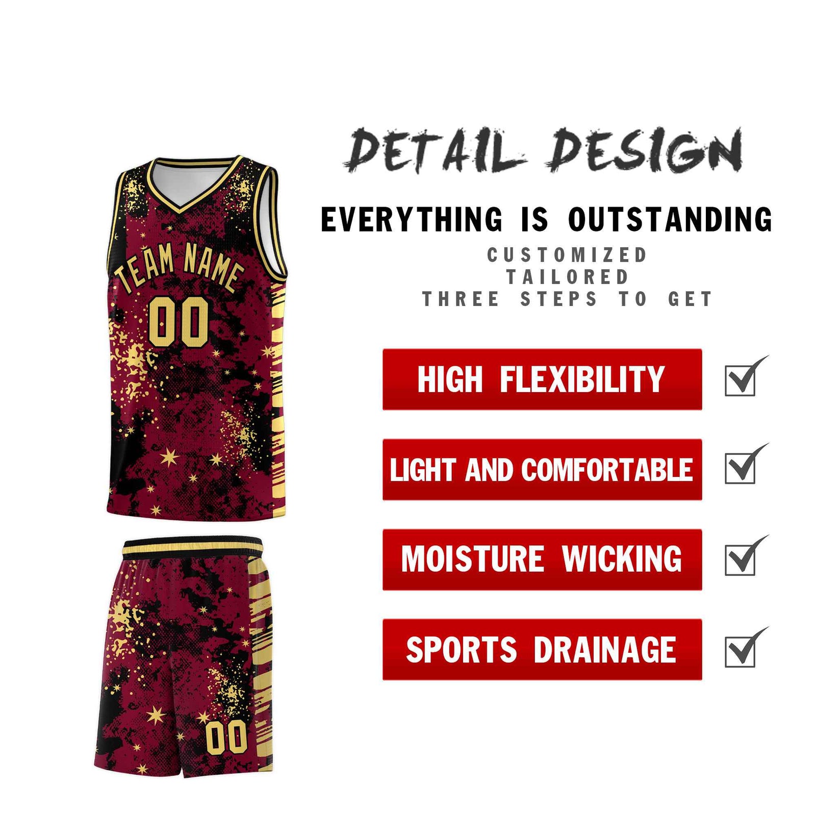 Custom Crimson Black Vice Burst Galactic Graffiti Lightweight Basketball Jersey
