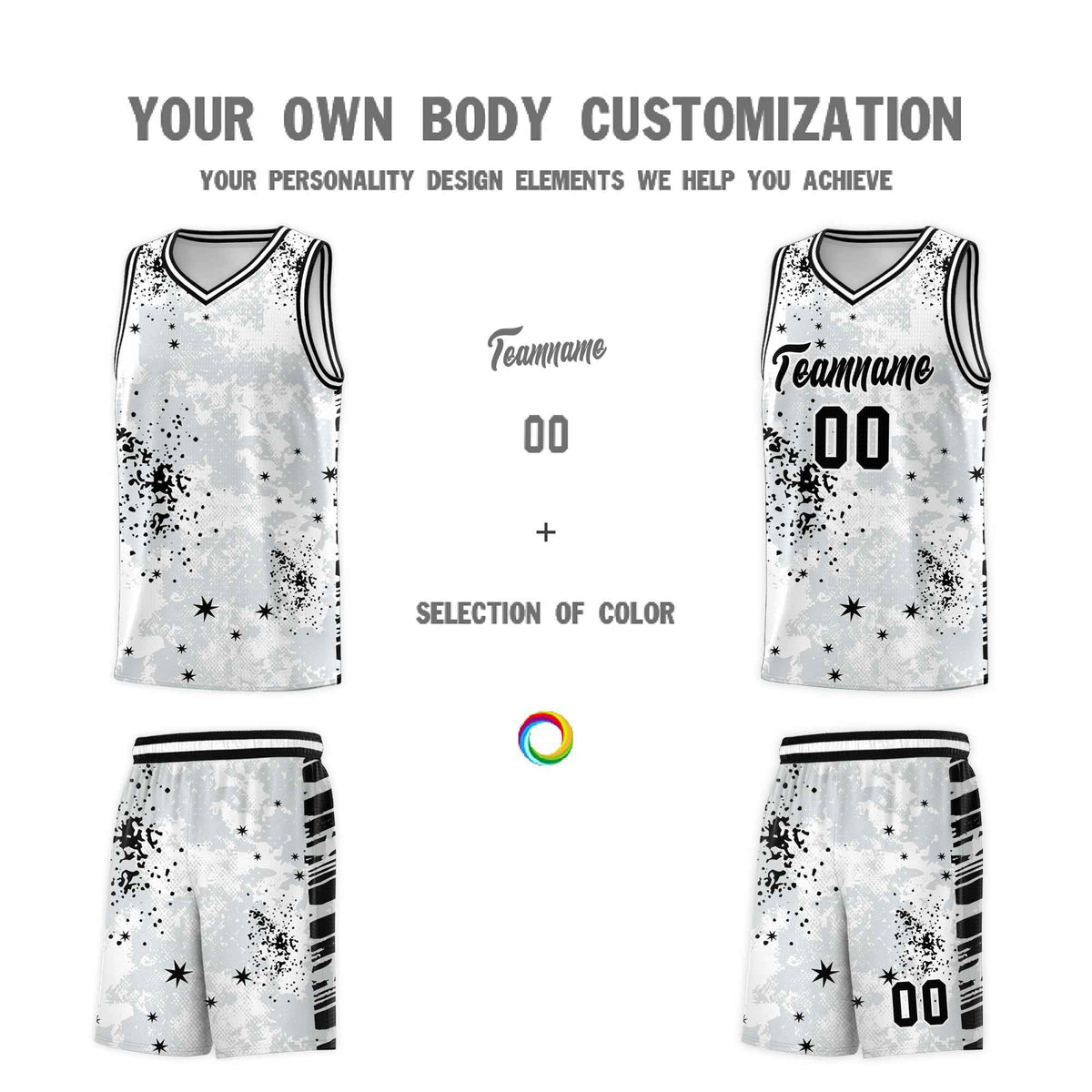 Custom White Black Vice Burst Galactic Graffiti Moisture-Wicking Basketball Jersey