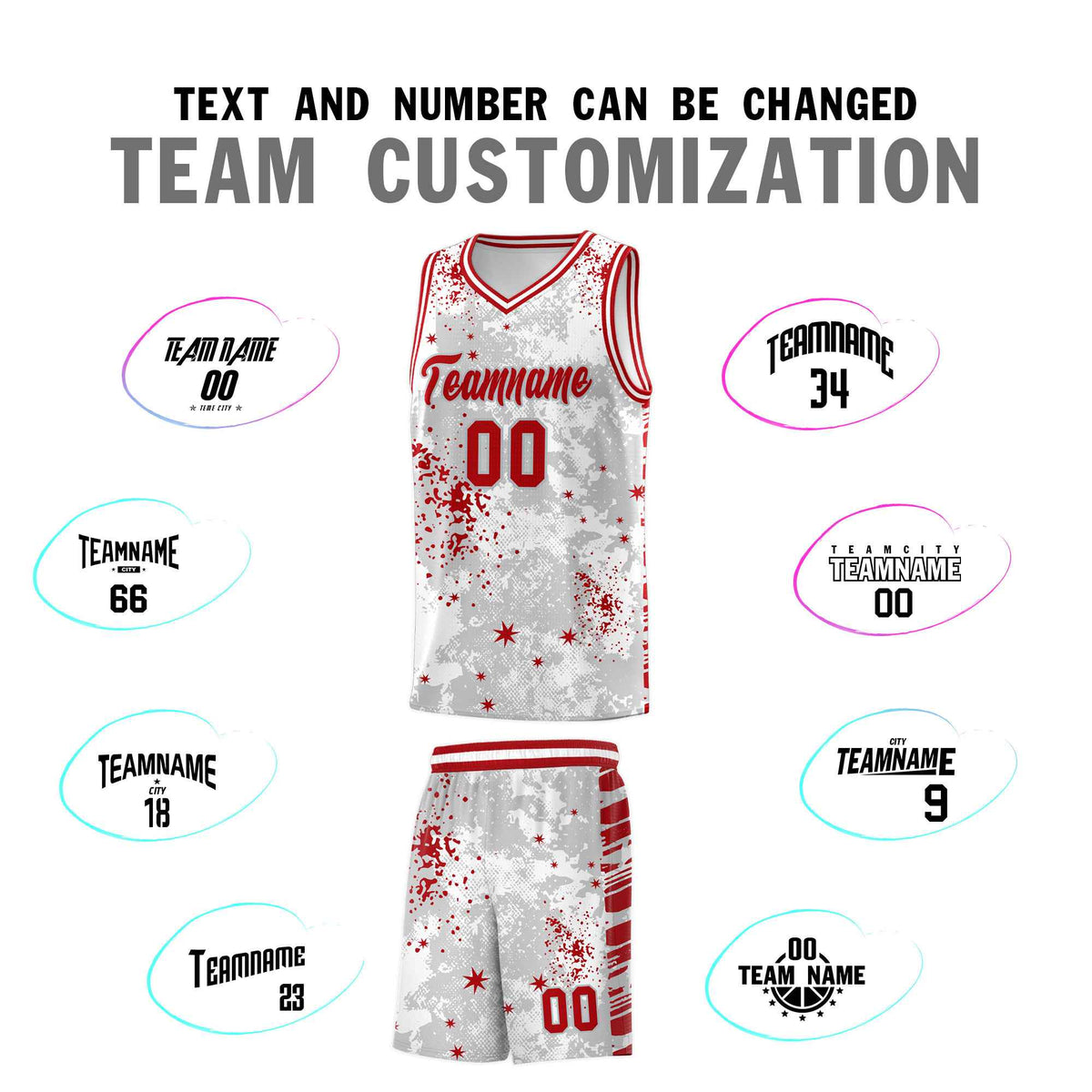 Custom White Red Vice Burst Galactic Graffiti Breathable Basketball Jersey