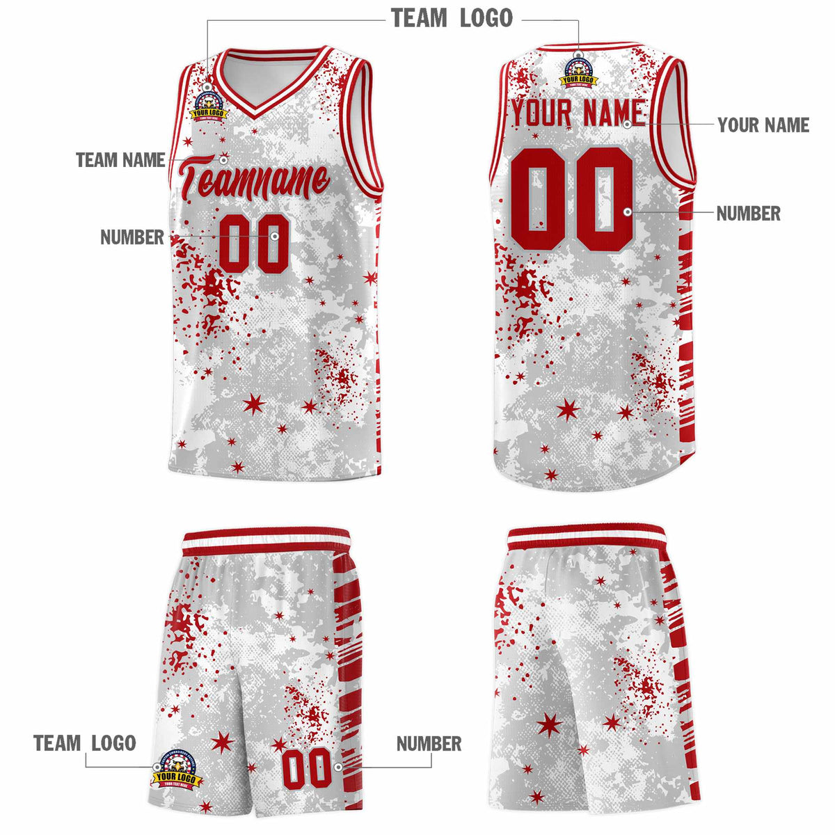 Custom White Red Vice Burst Galactic Graffiti Breathable Basketball Jersey