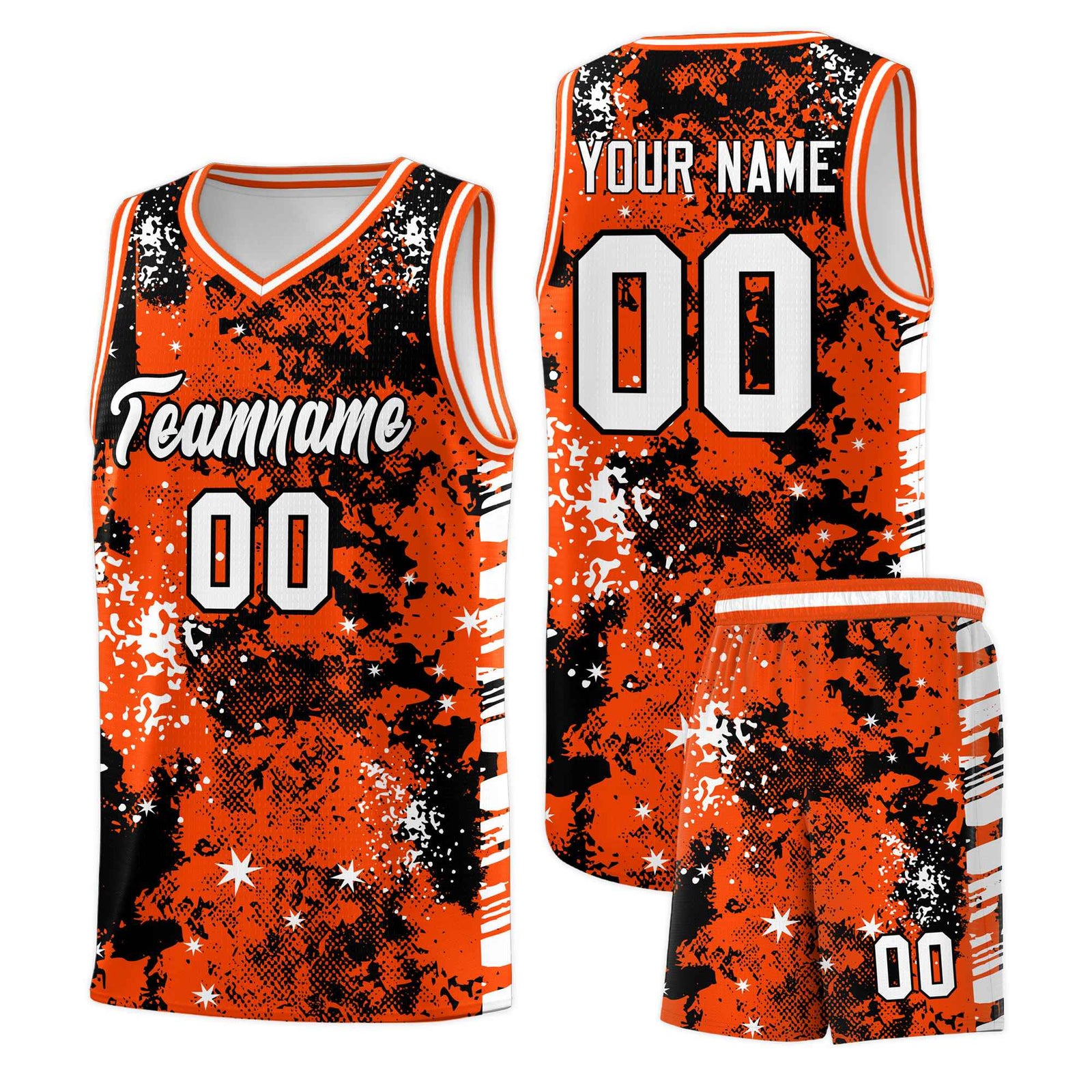 Custom Orange Black Vice Burst Galactic Graffiti Lightweight Basketball Jersey