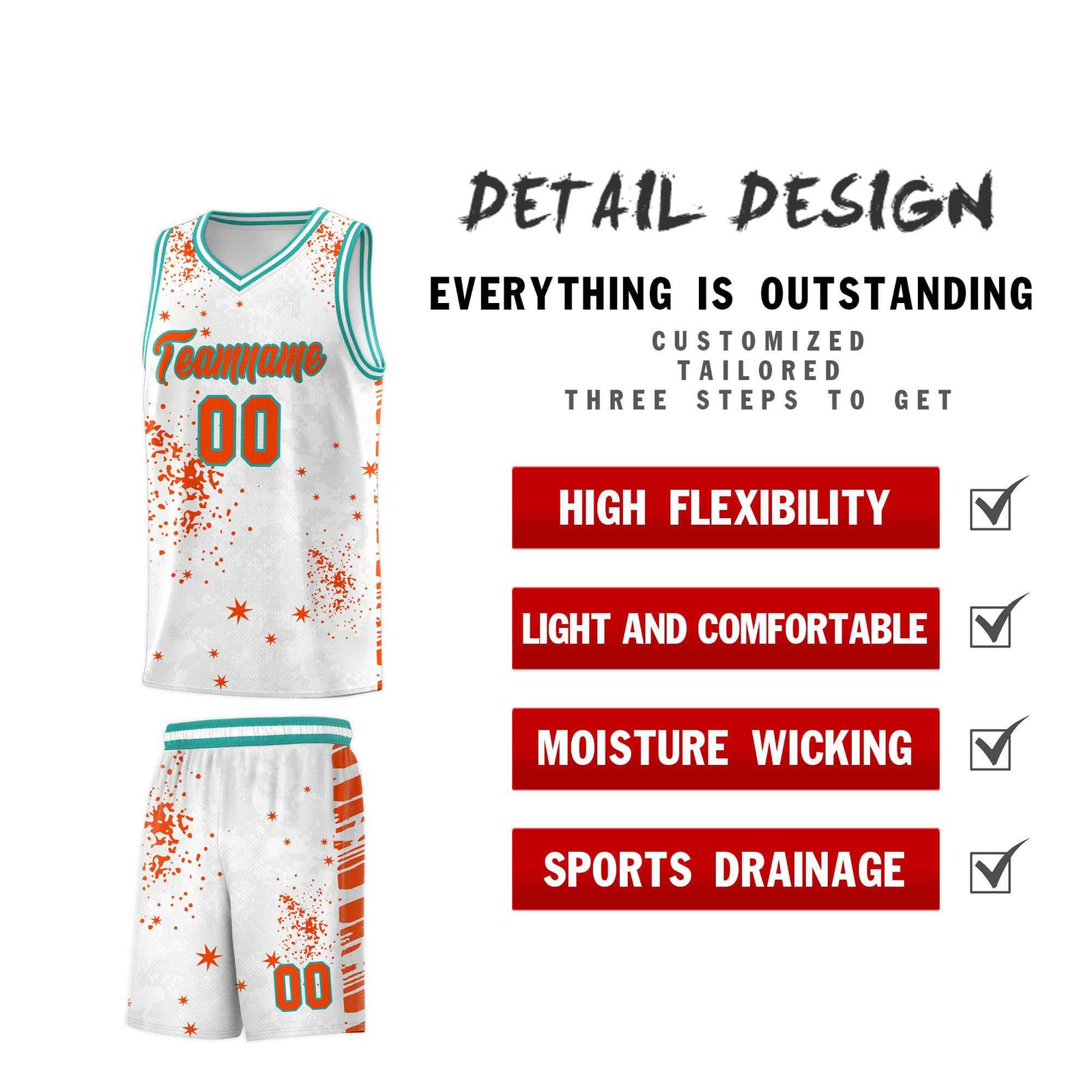 Custom Orange Aqua Vice Burst Galactic Graffiti Quick-Drying Basketball Jersey