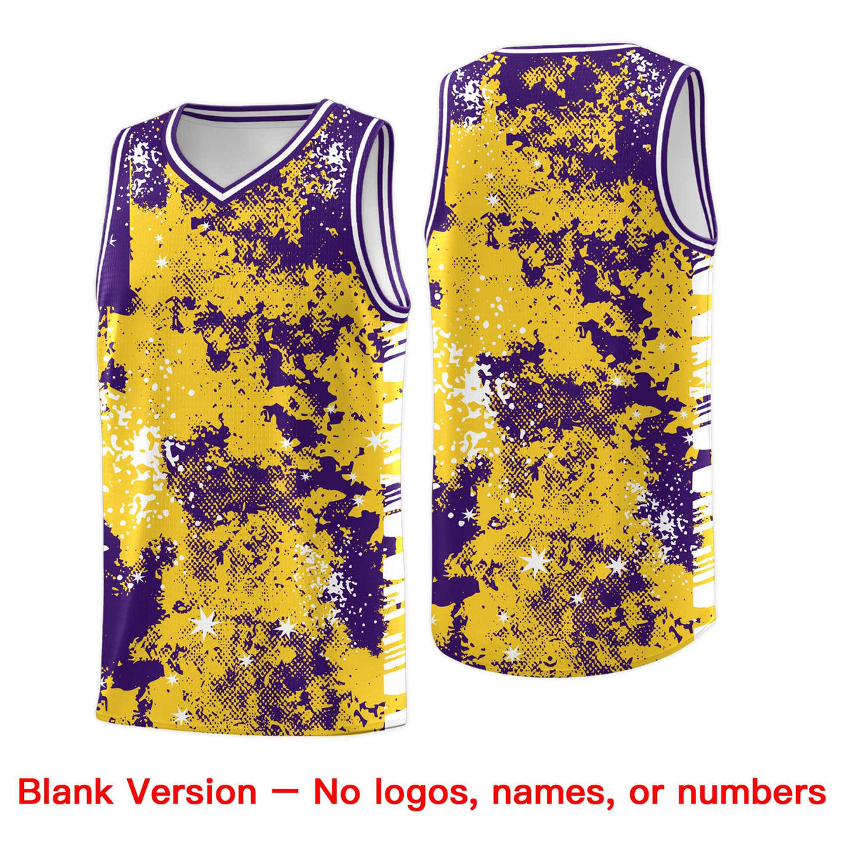 Custom Gold Purple Vice Burst Galactic Graffiti Drapable Basketball Jersey
